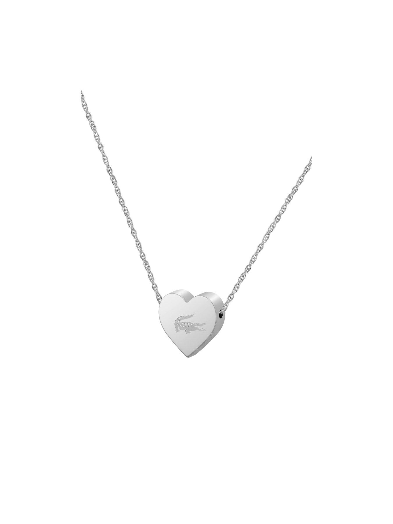 Image 2 of 3 of Lacoste Love My Croc Stainless Steel Heart Necklace - Silver