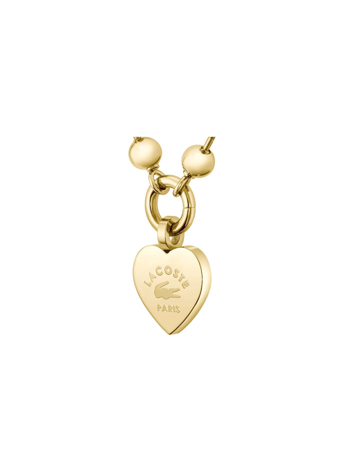 Image 2 of 3 of Lacoste Jewelry Ladies' Love My Croc Yellow Gold IP Beads Necklace with Heart Charm