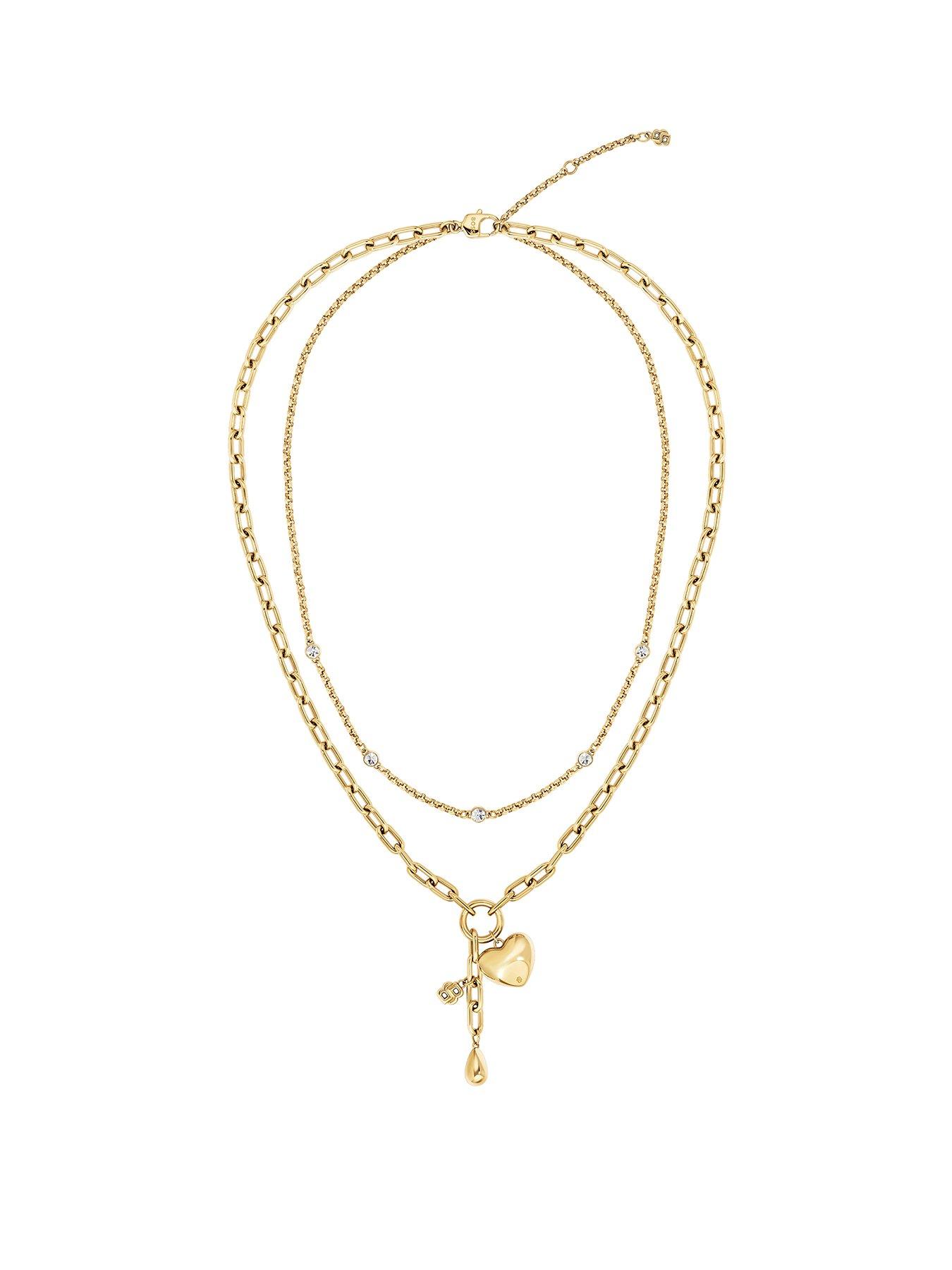 BOSS Ladies BOSS Amara Light Yellow Gold PVD Necklace