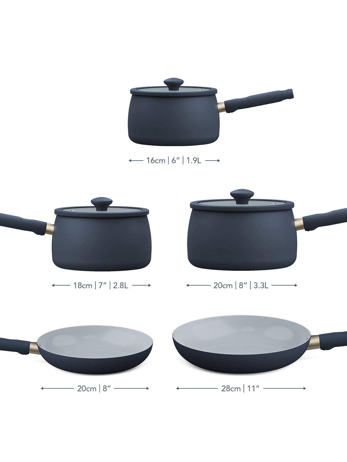 Image 2 of 5 of Prestige Ceramic Edition - 5pce Set (16, 18, 20cm S/pans 20 &amp; 28cm Frys) (17178 / 79) French Navy
