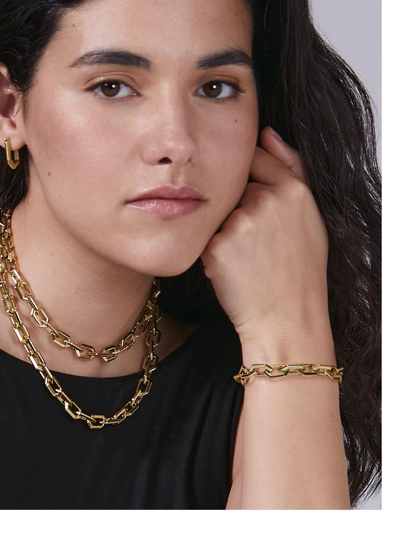 Olivia Burton Gold IP Honeycomb Geo Chain Link Bracelet