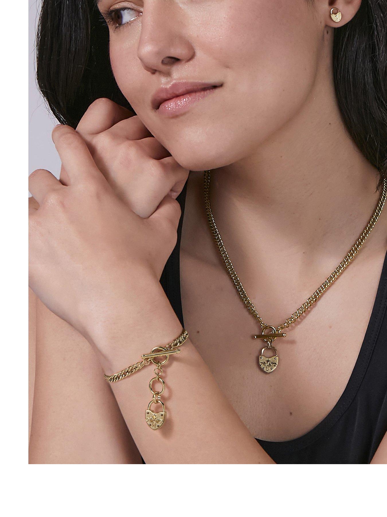 Olivia Burton Gold IP Lock Heart Toggle Bracelet