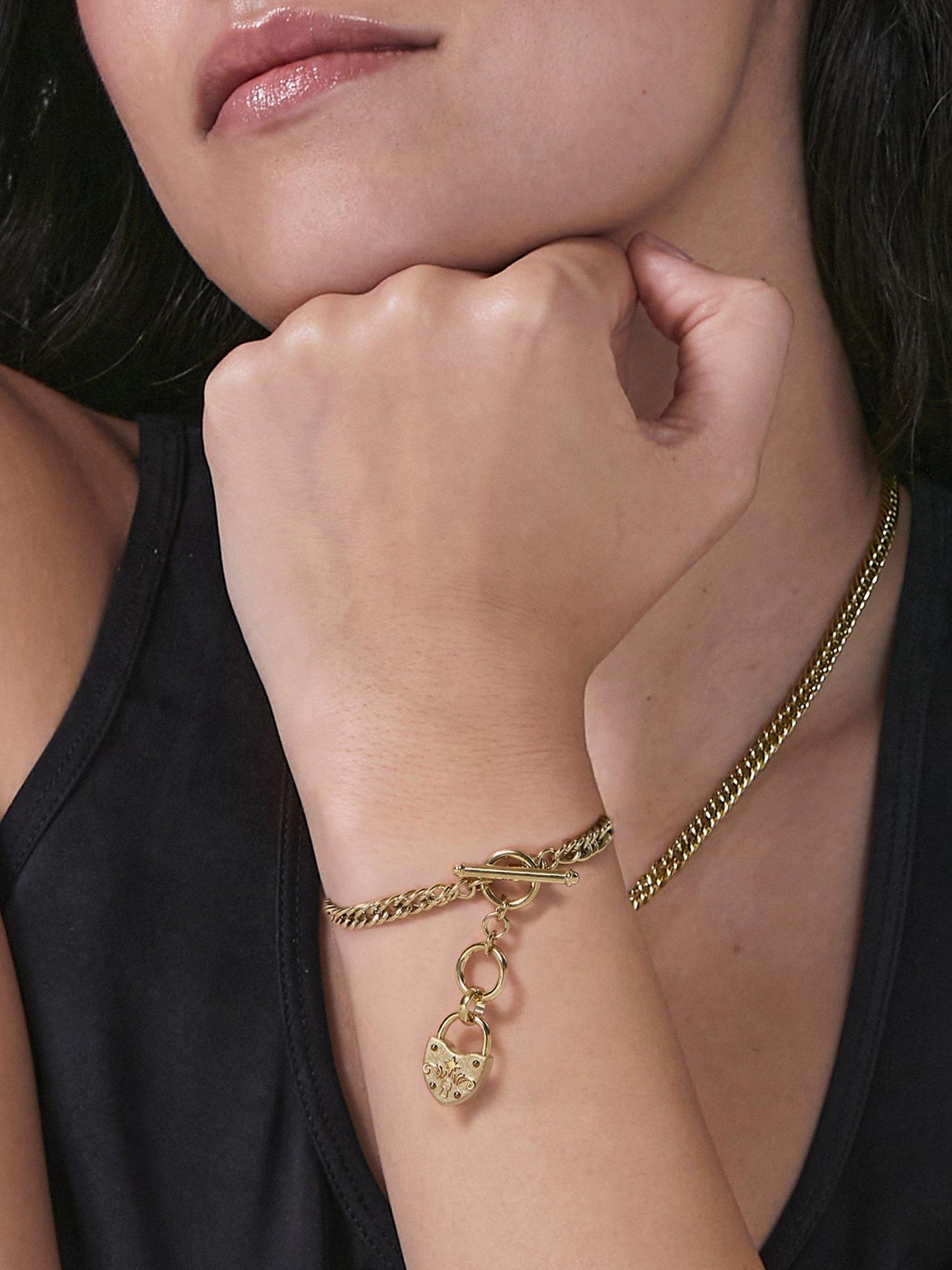 Image 4 of 7 of Olivia Burton Gold IP Lock Heart Toggle Bracelet