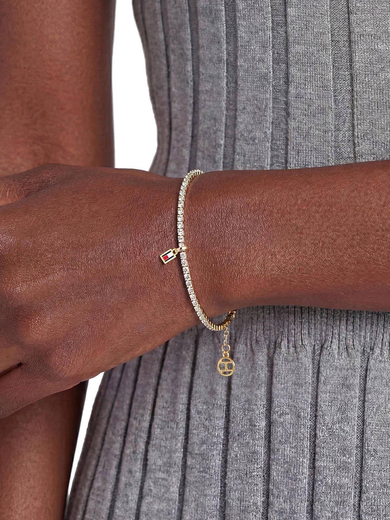 Tommy Hilfiger Women's Gold Plated and Crystal Tennis Bracelet