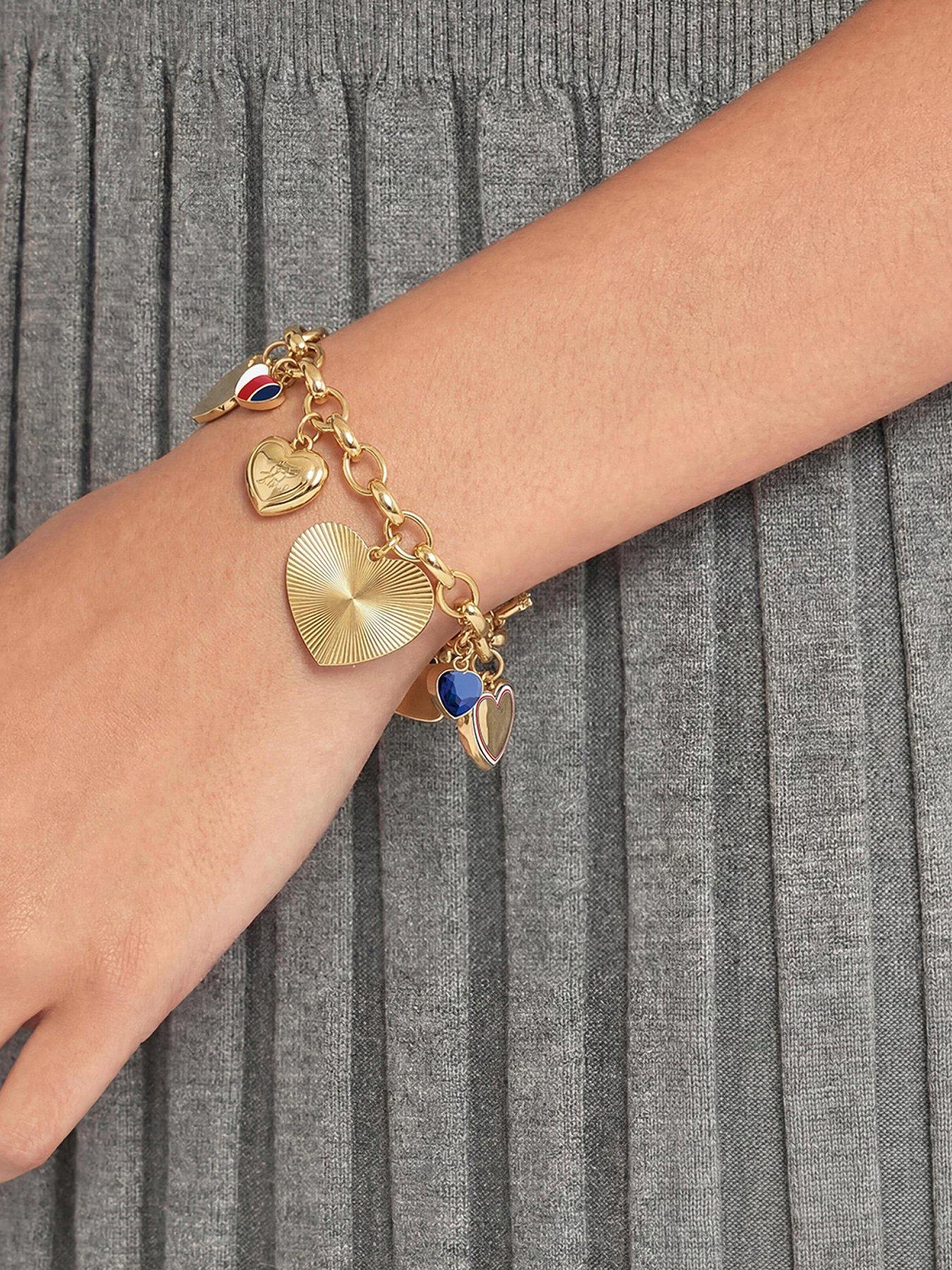 Image 1 of 6 of Tommy Hilfiger Gold Plated Heart Charm Bracelet