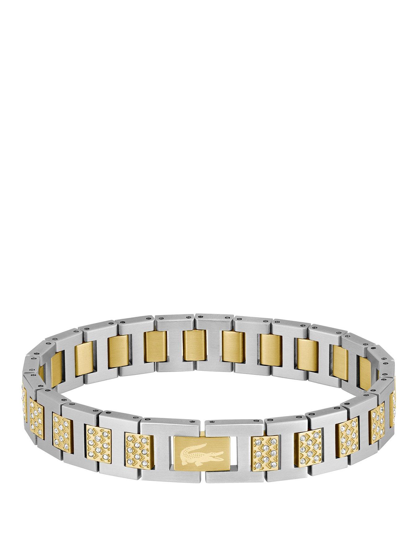 Lacoste Men's Metropole Two Tone Gold IP and Stainless Steel Crystal Bracelet