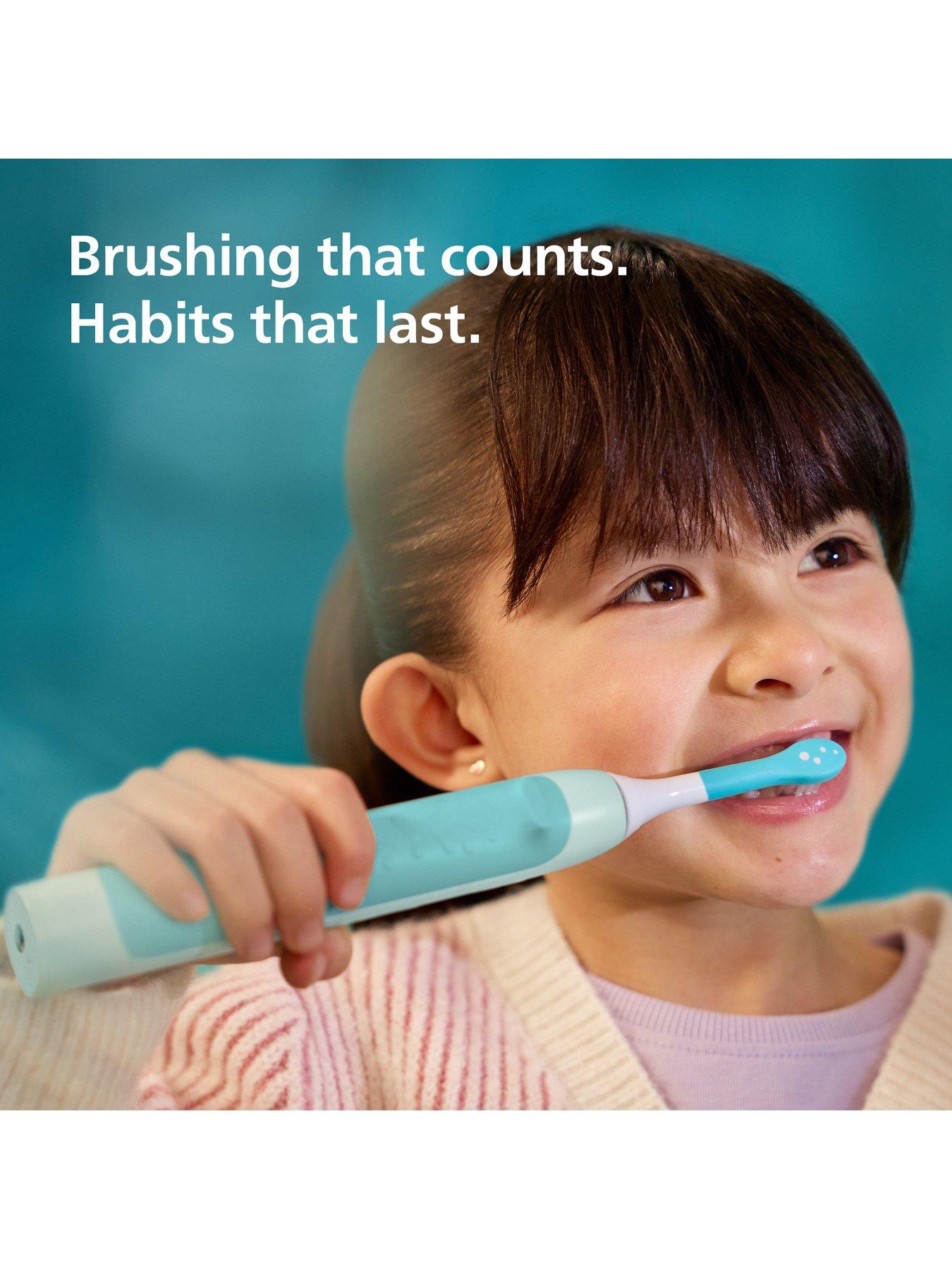 Image 2 of 7 of Philips Philips Sonicare for Kids Electric Toothbrush Children 3+, 2 Gentle Modes, 2-Minute Sound Timer, 2 Mini Brush Heads, Teal HX6500/23