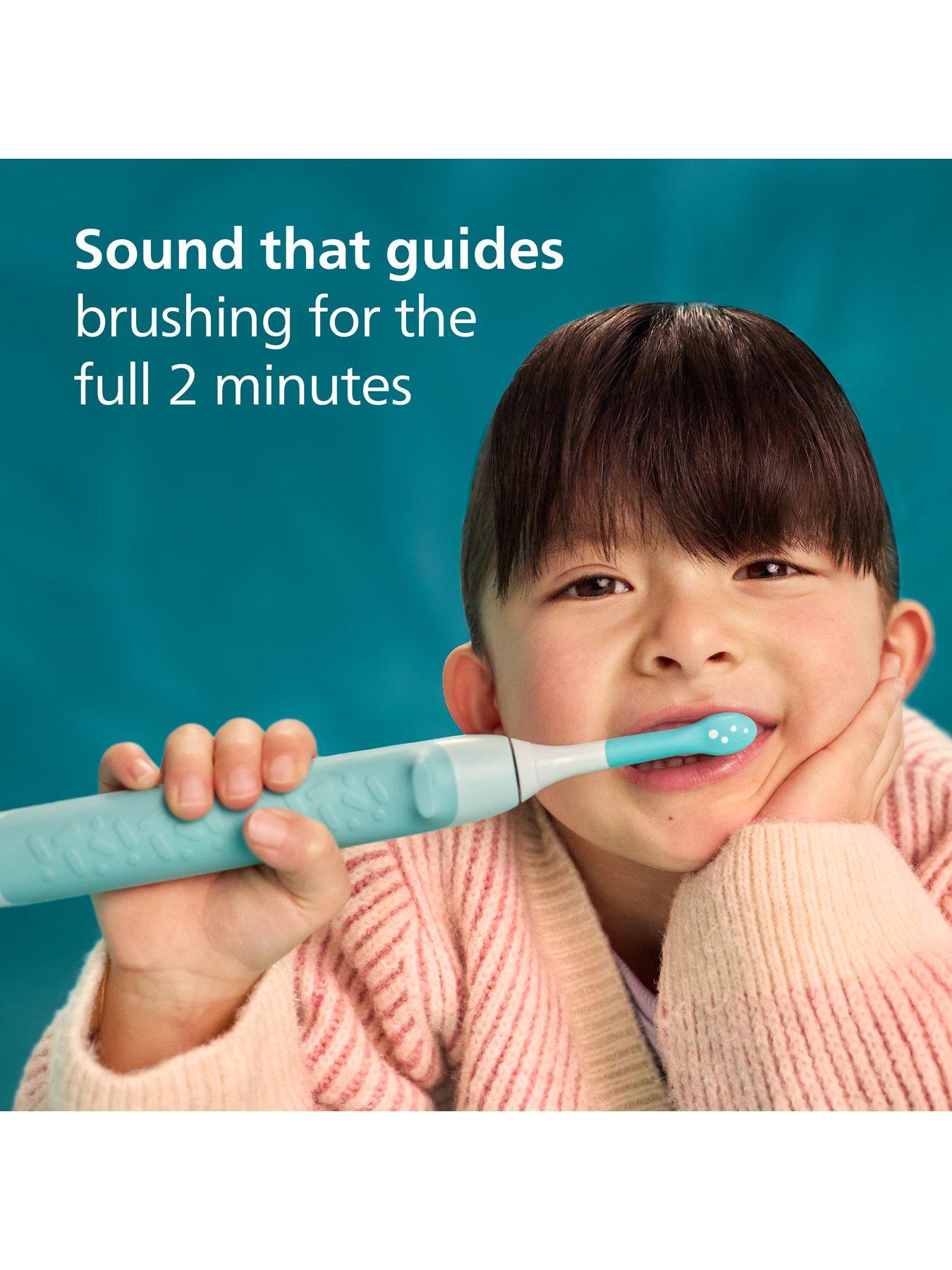 Image 7 of 7 of Philips Philips Sonicare for Kids Electric Toothbrush Children 3+, 2 Gentle Modes, 2-Minute Sound Timer, 2 Mini Brush Heads, Teal HX6500/23