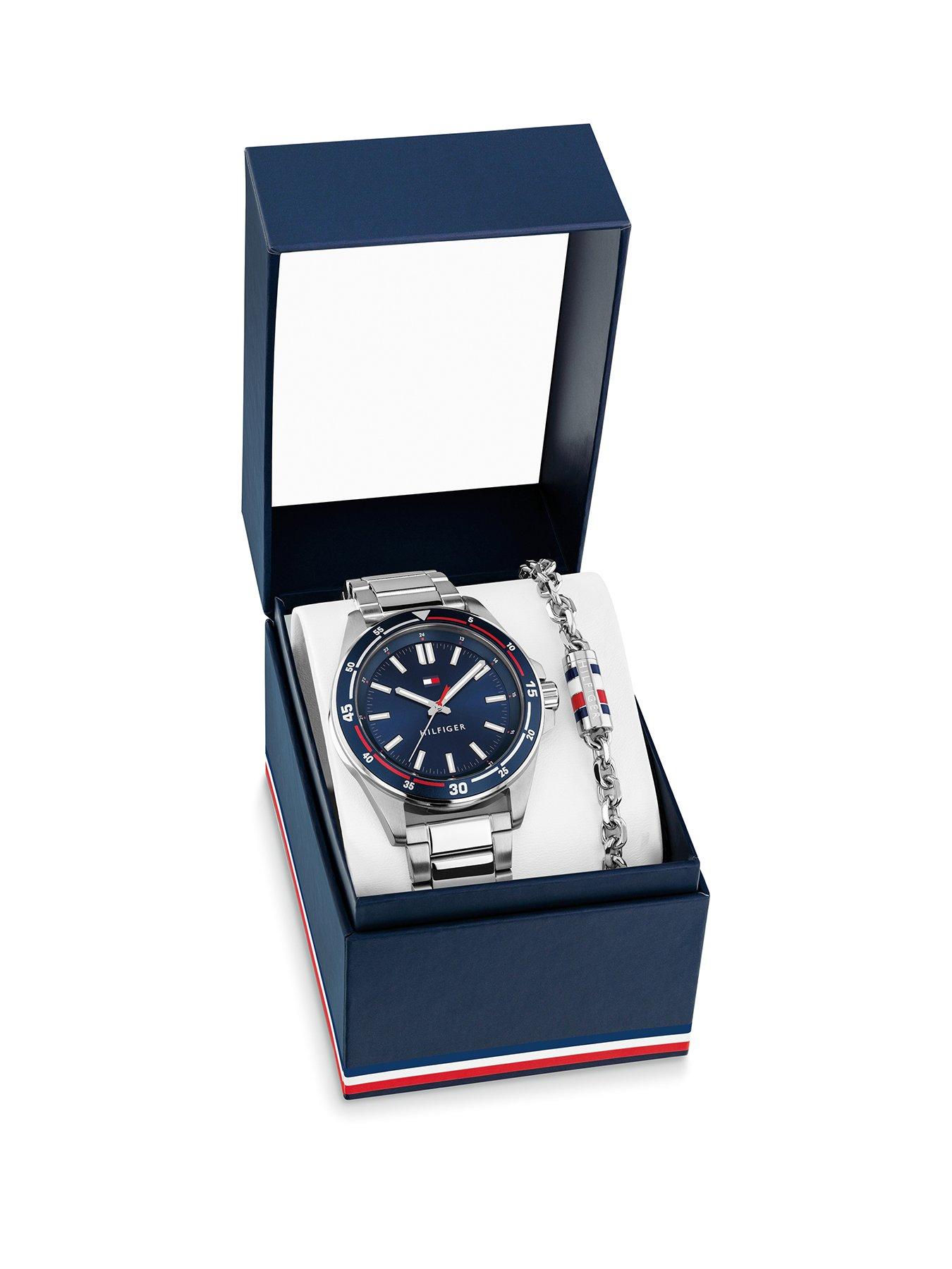 Tommy Hilfiger Men's Stainless Steel Watch and Chain Bracelet Giftset