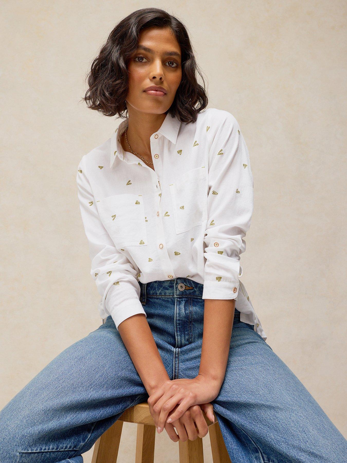 Image 1 of 5 of White Stuff Sophie Cotton Printed Button-Through Shirt - Cream
