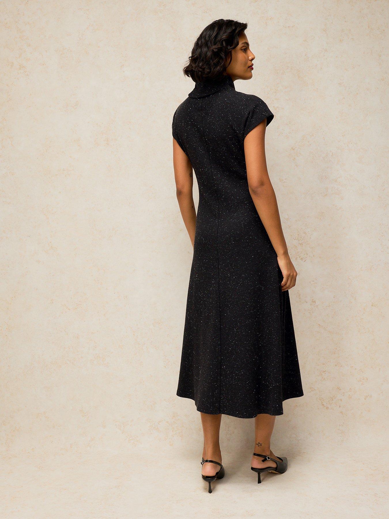Image 2 of 5 of White Stuff Womens Ruby Roll Neck Sparkle Dress - Grey