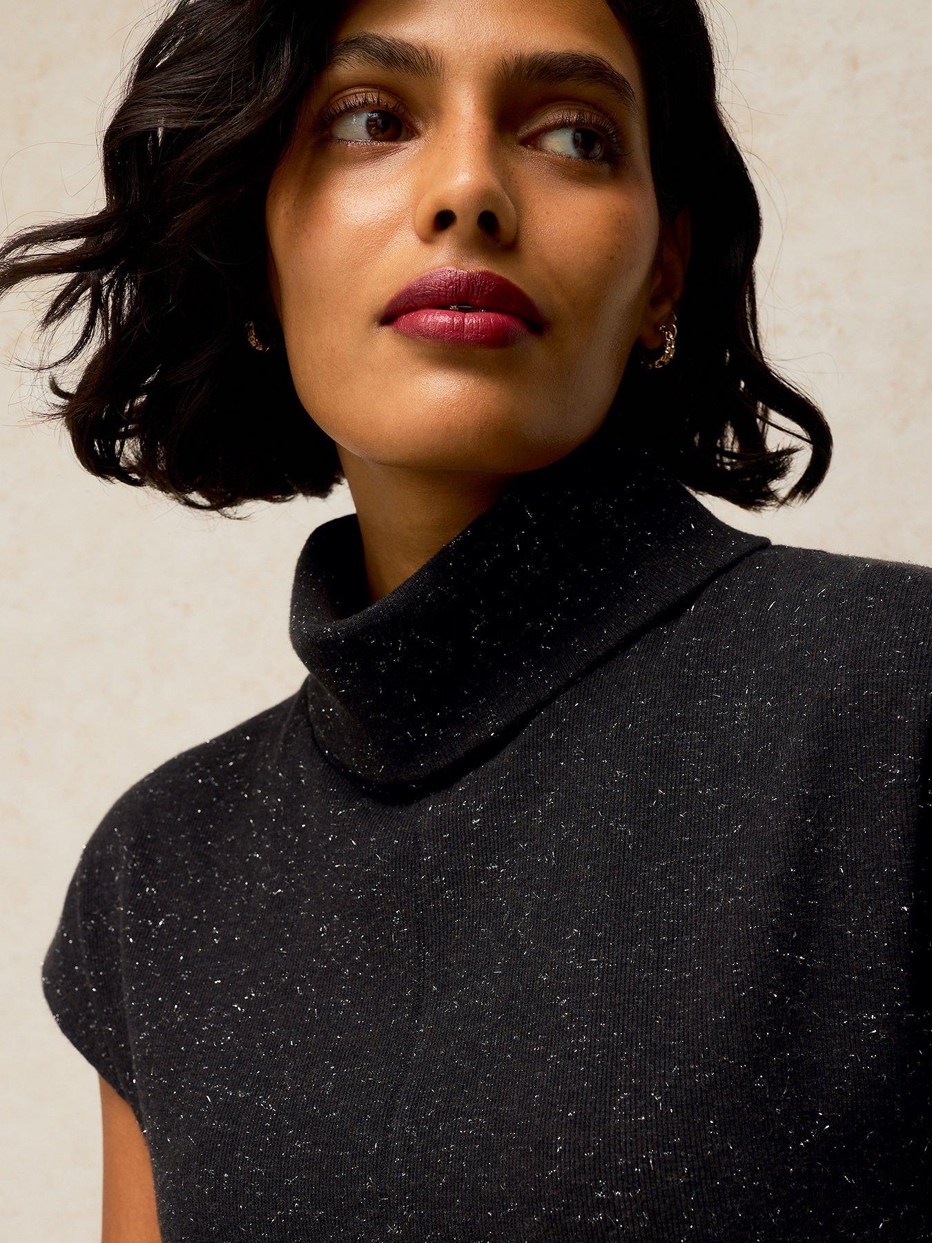 Image 4 of 5 of White Stuff Womens Ruby Roll Neck Sparkle Dress - Grey