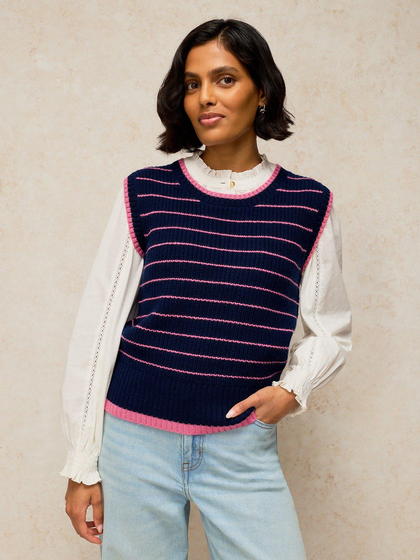 White Stuff Taylor Wool Blend Striped Tank Top - Navy