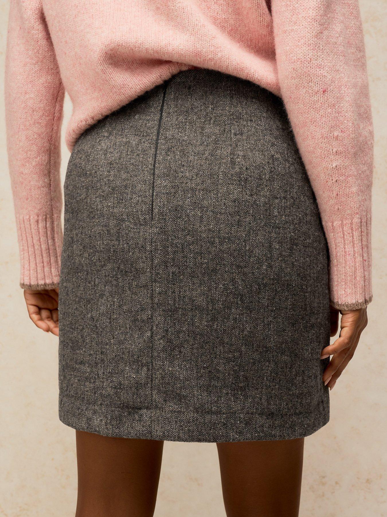 Image 2 of 5 of White Stuff Womens Wilma Wrap Tweed Mini Skirt - Grey