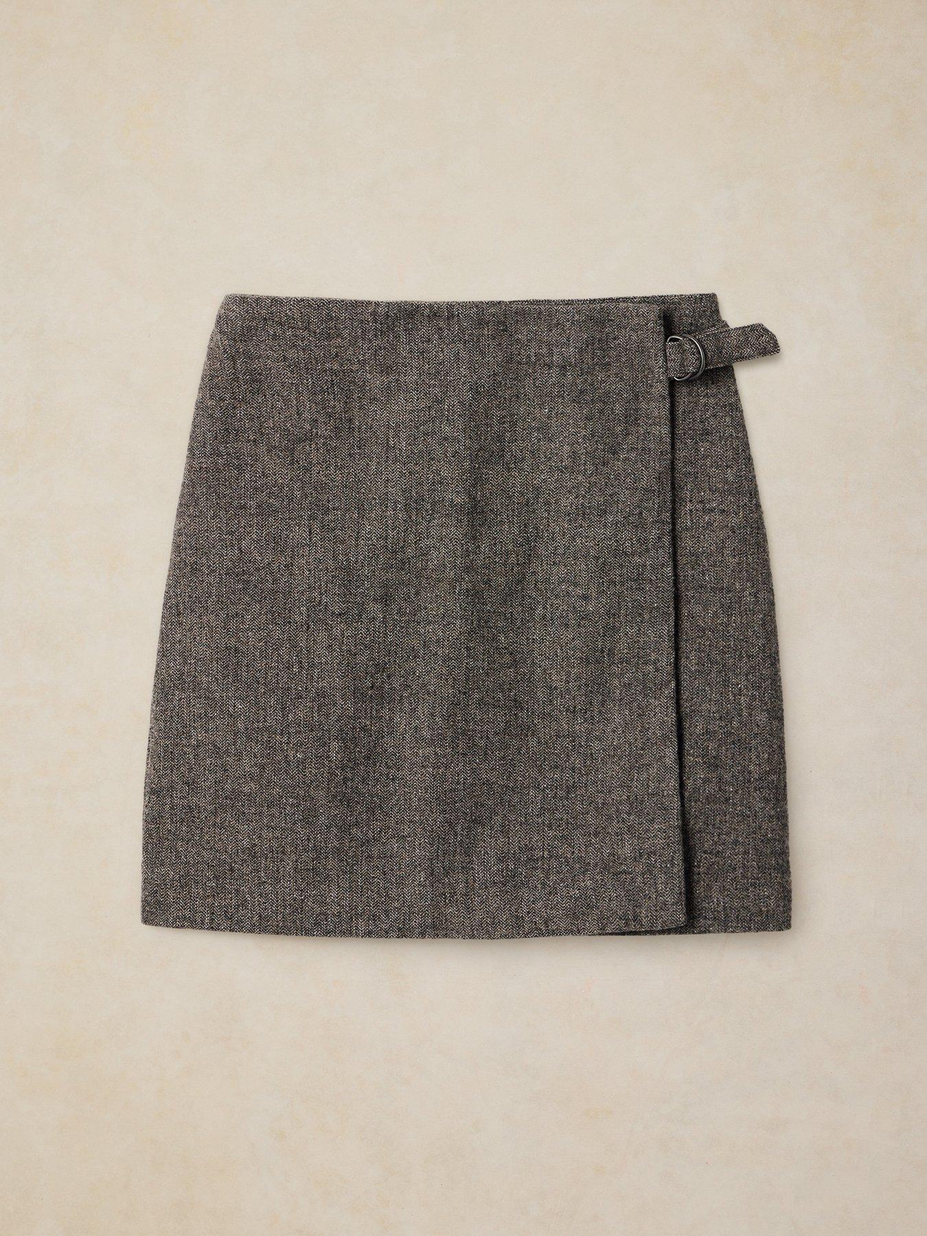 Image 5 of 5 of White Stuff Womens Wilma Wrap Tweed Mini Skirt - Grey