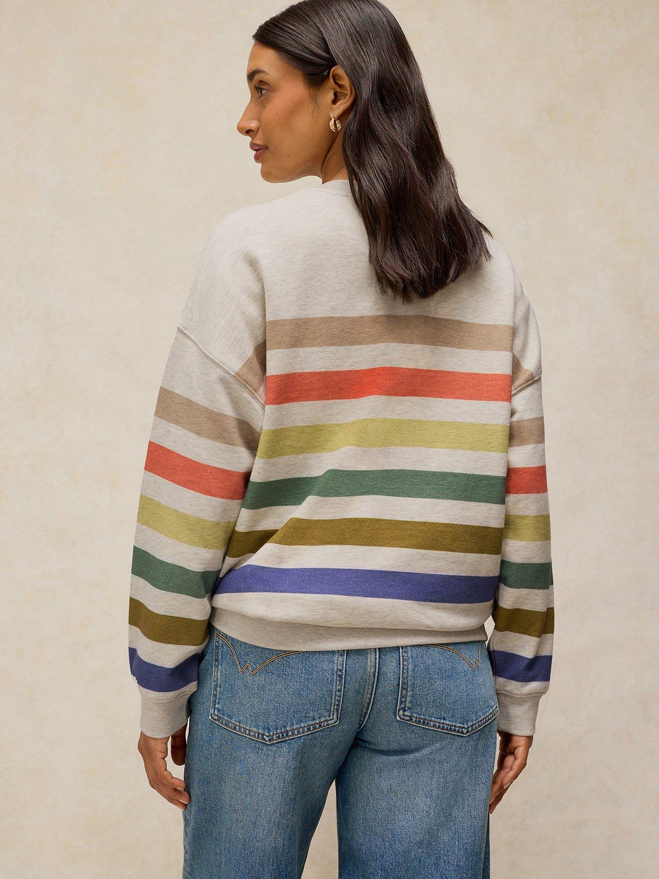 Image 2 of 5 of White Stuff Cleo Longline Striped Sweatshirt - Cream