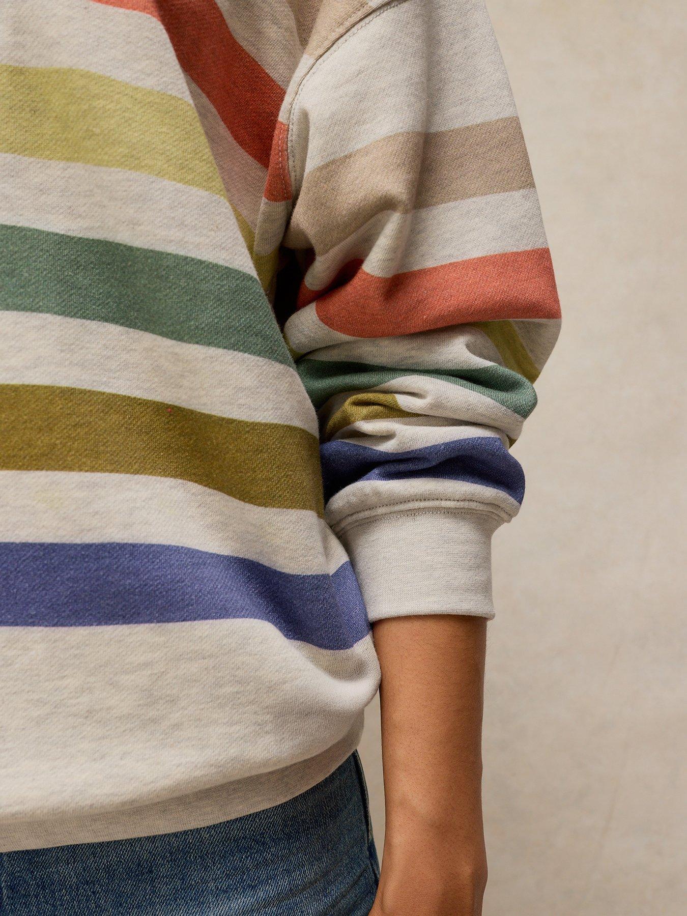 Image 4 of 5 of White Stuff Cleo Longline Striped Sweatshirt - Cream