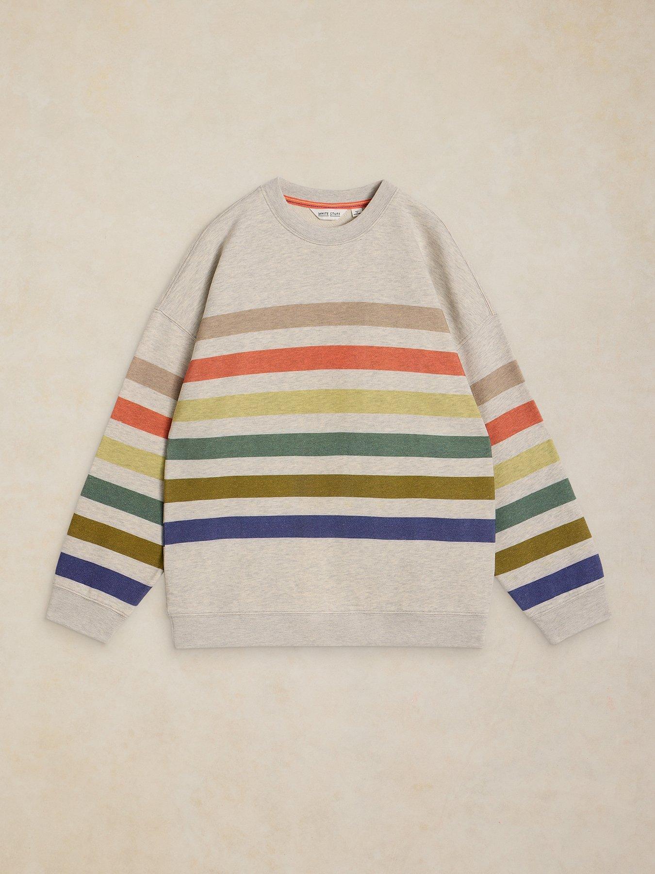 Image 5 of 5 of White Stuff Cleo Longline Striped Sweatshirt - Cream