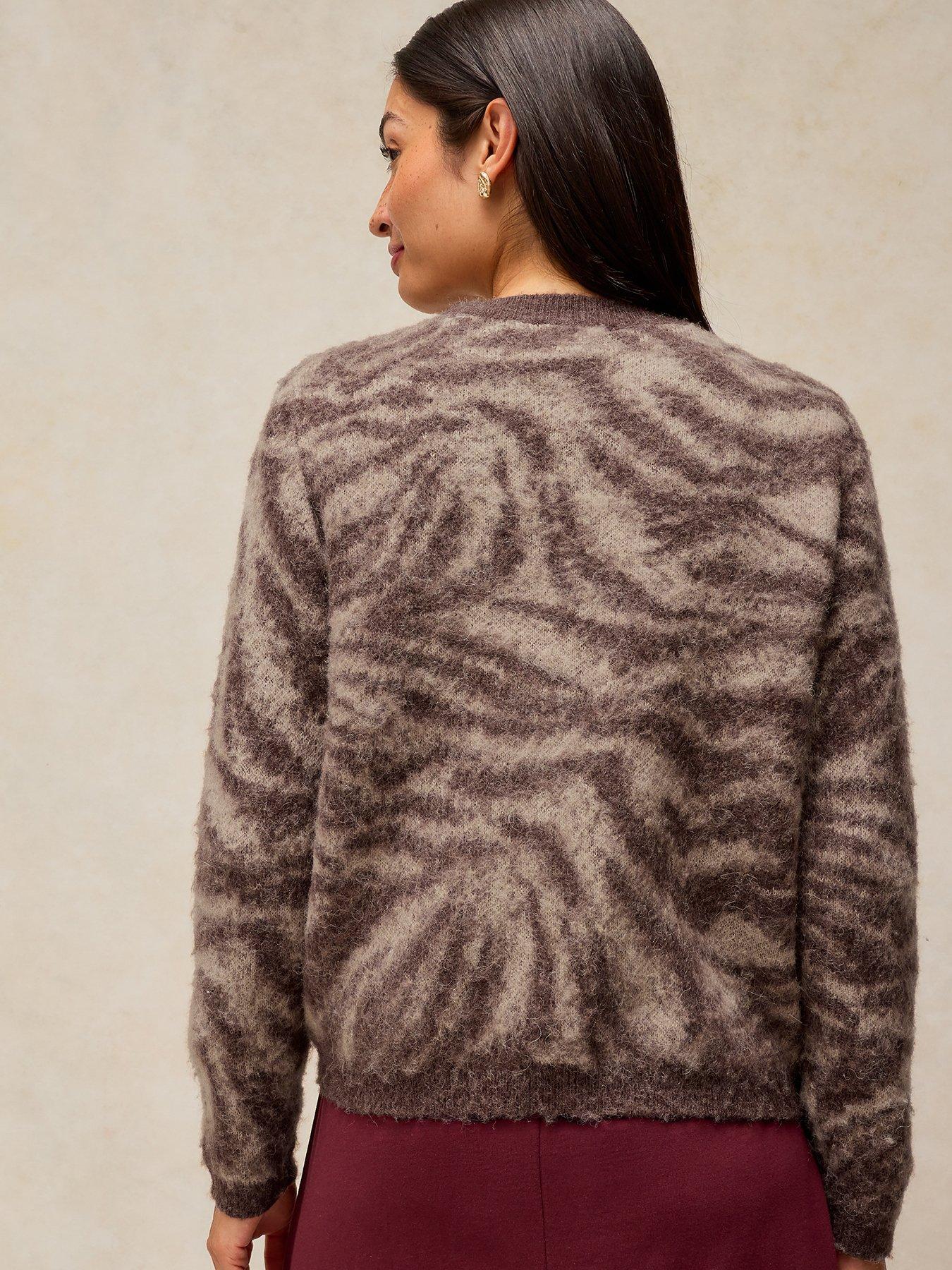Image 2 of 5 of White Stuff Womens Fluffy Animal Print Crew Neck Jumper - Cream