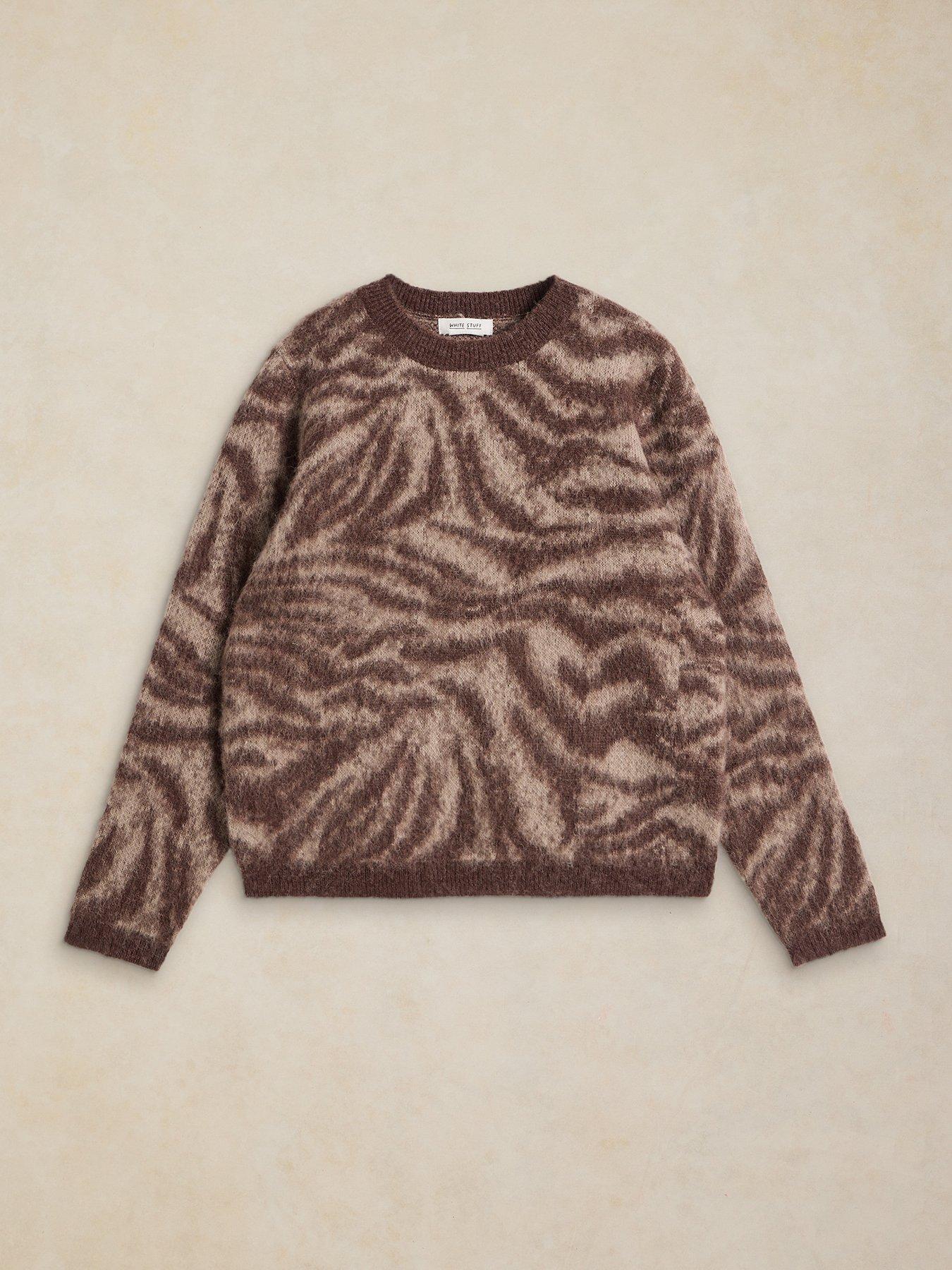 Image 5 of 5 of White Stuff Womens Fluffy Animal Print Crew Neck Jumper - Cream
