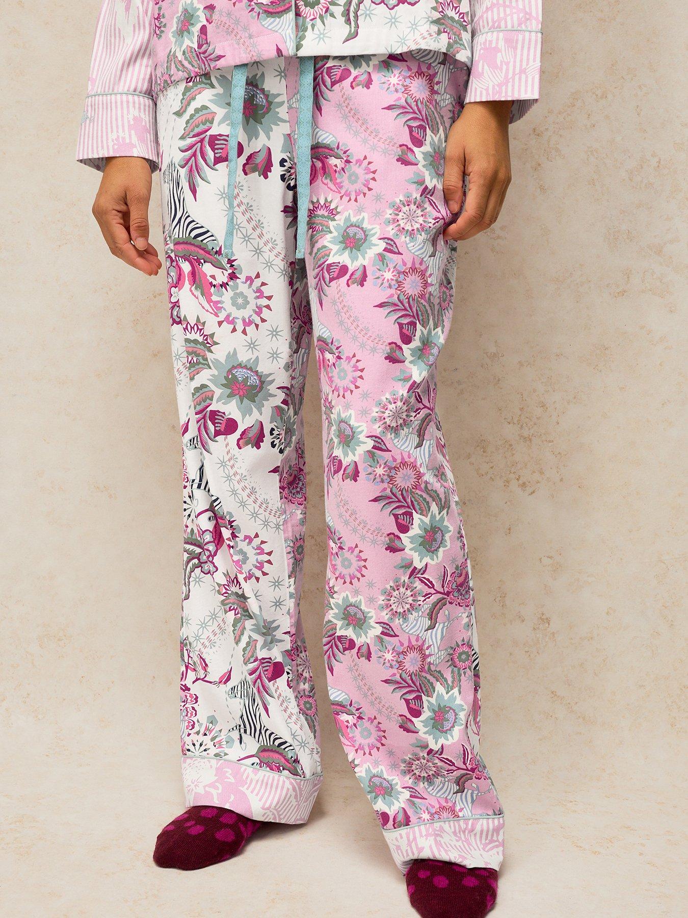 Image 1 of 5 of White Stuff Womens Nina Wide Leg Pyjama Bottoms - Pink