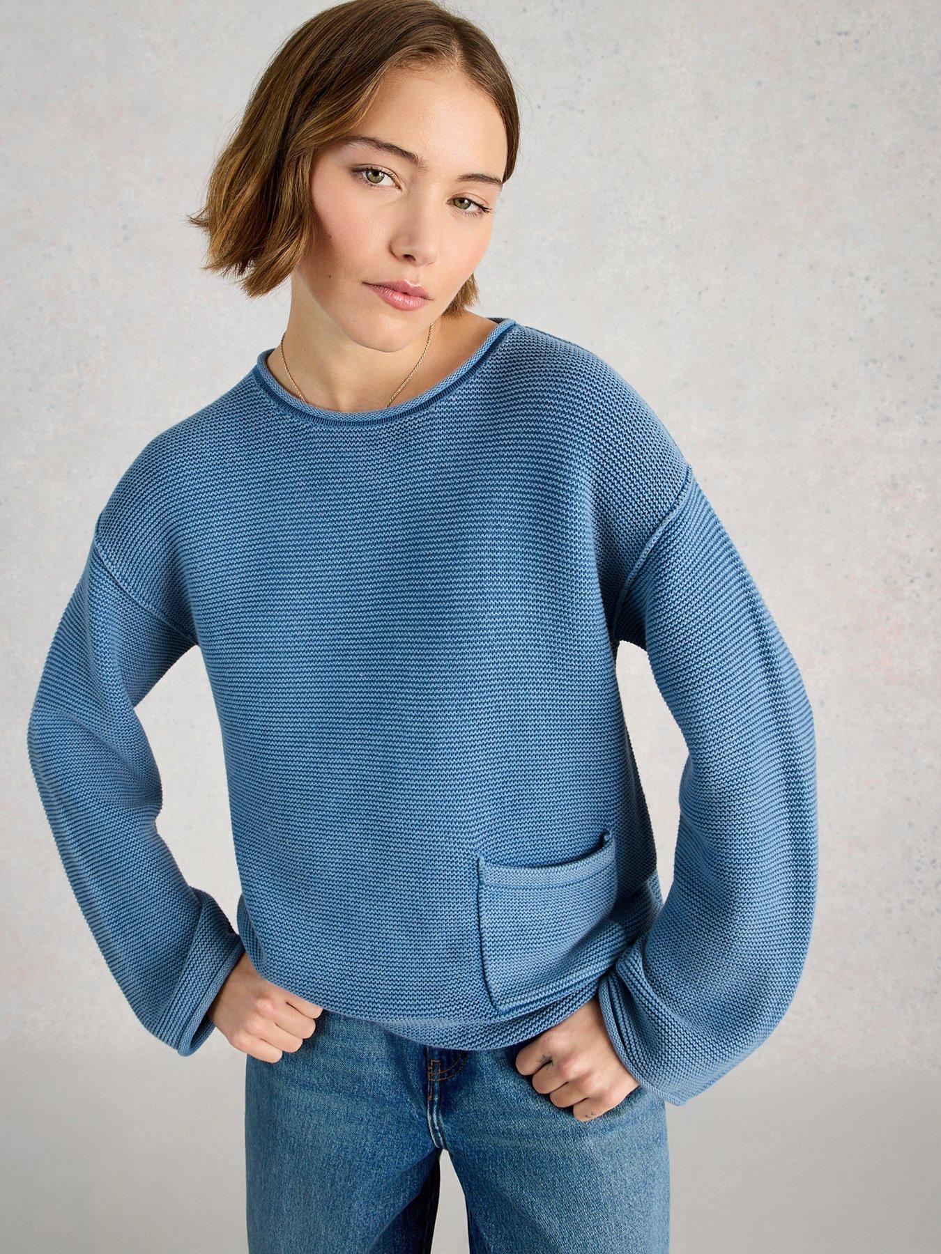 White Stuff Gigi Textured Knit Jumper - Blue