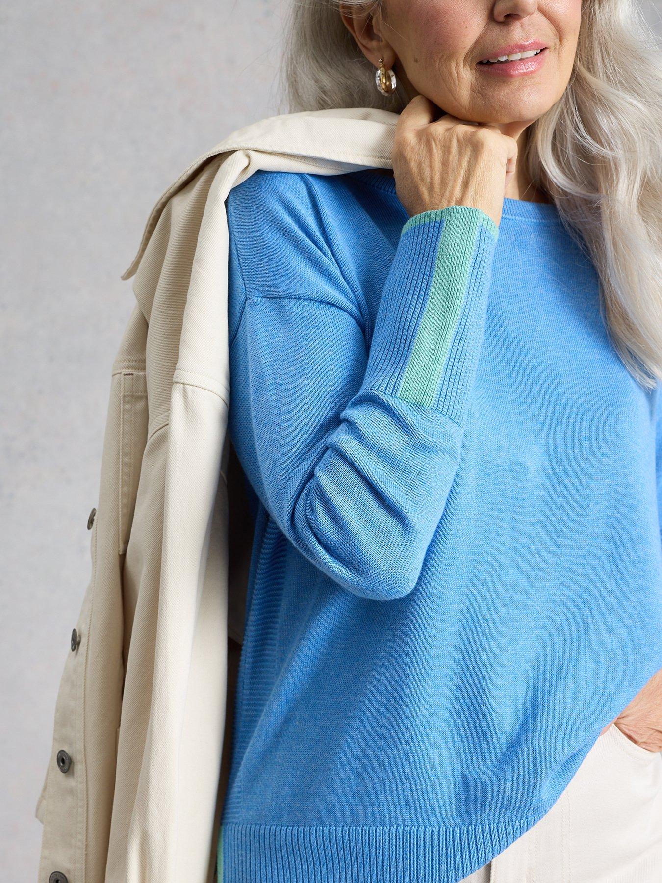 Image 4 of 5 of White Stuff Olive Crew Neck Fine Knit Jumper - Blue