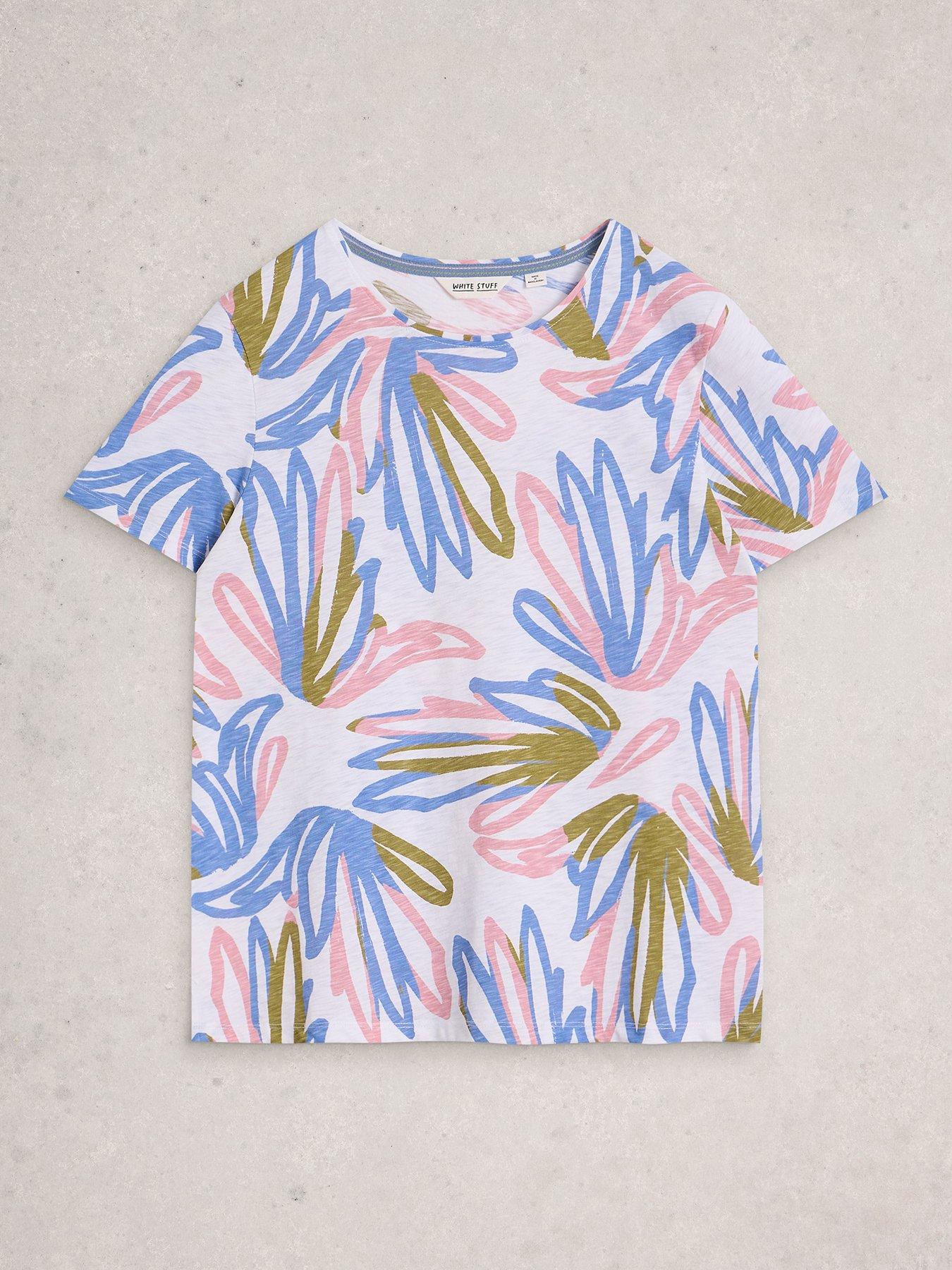 Image 5 of 5 of White Stuff Abbie Printed Crew Neck T-Shirt - Cream