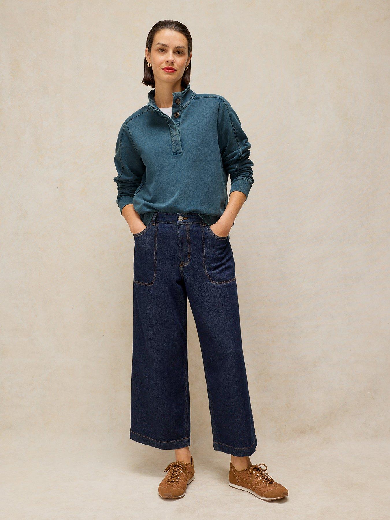 Image 3 of 5 of White Stuff Natalie Funnel Neck Sweatshirt - Blue