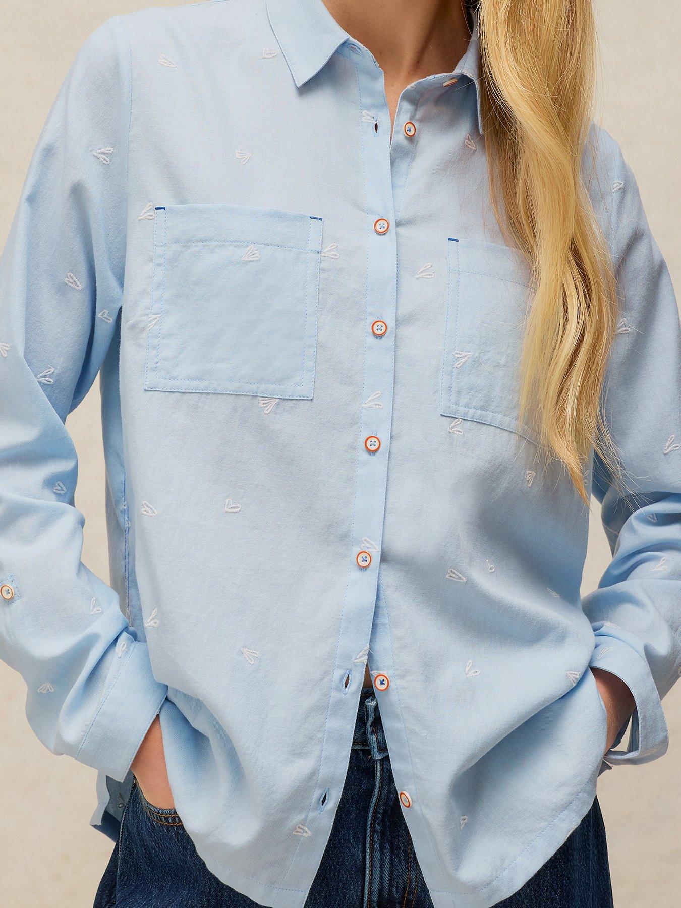 Image 4 of 5 of White Stuff Sophie Cotton Button-Through Shirt - Blue