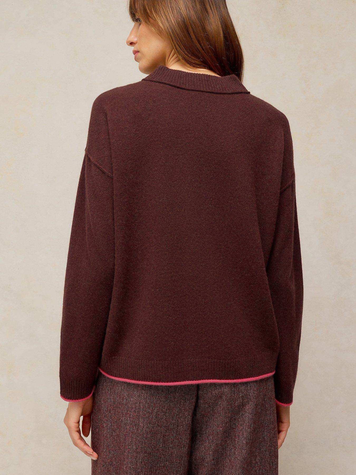 Image 2 of 5 of White Stuff Cashmere Crew Neck Fine Knit Jumper - Red