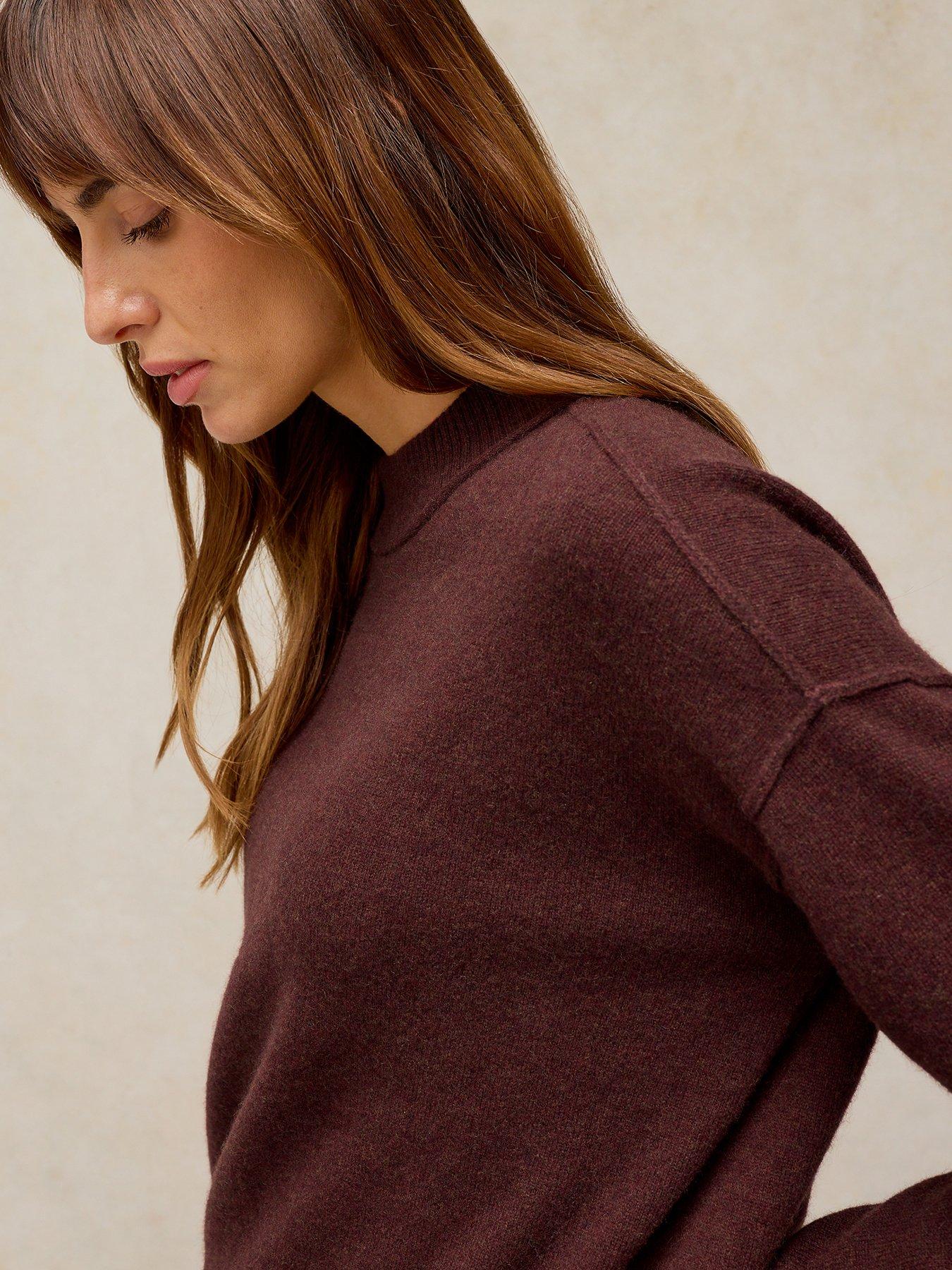 Image 4 of 5 of White Stuff Cashmere Crew Neck Fine Knit Jumper - Red