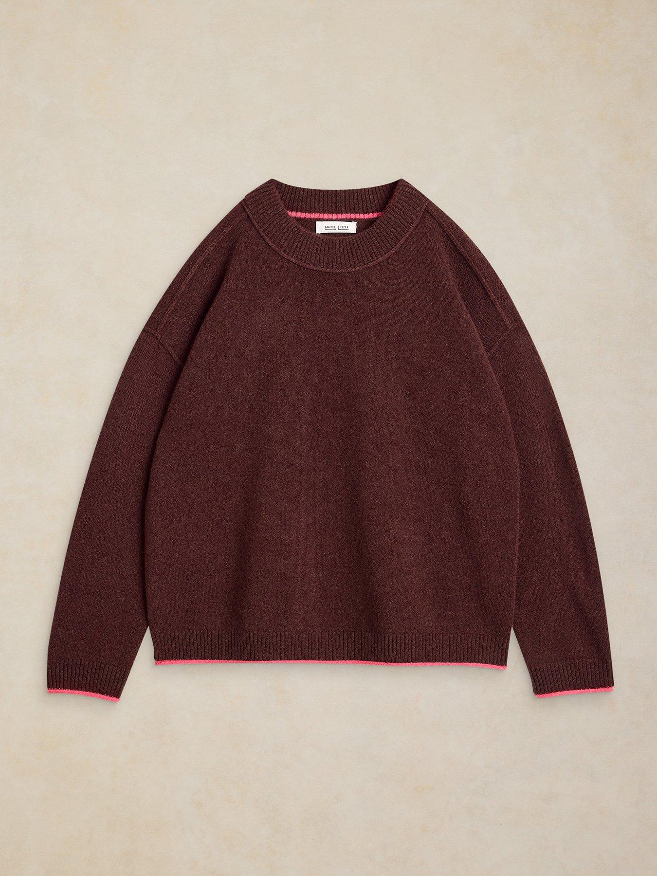 Image 5 of 5 of White Stuff Cashmere Crew Neck Fine Knit Jumper - Red