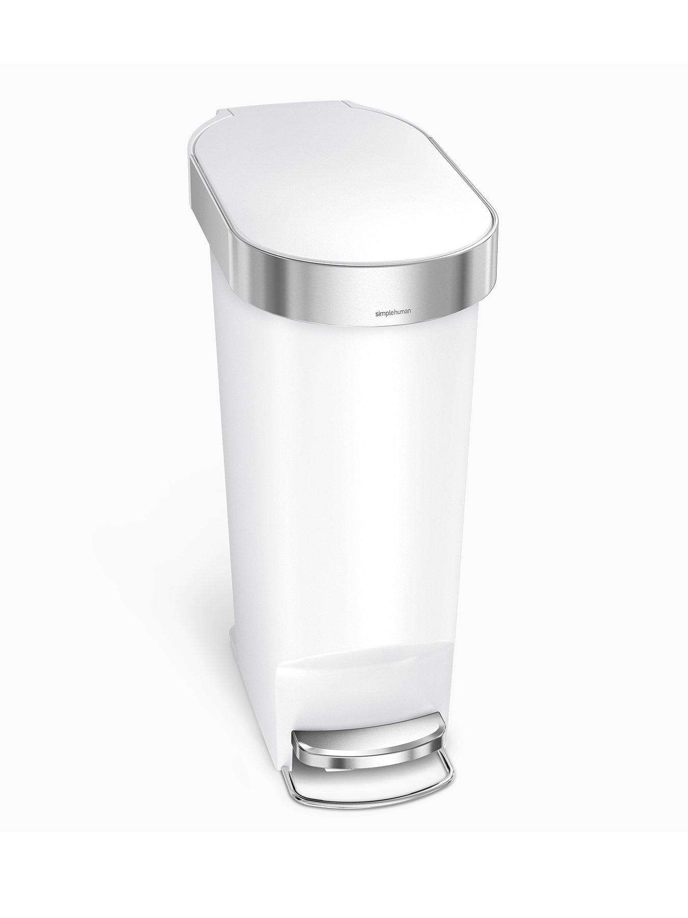 Image 3 of 7 of Simplehuman 40L Plastic Slim Pedal Bin With Liner Rim, White