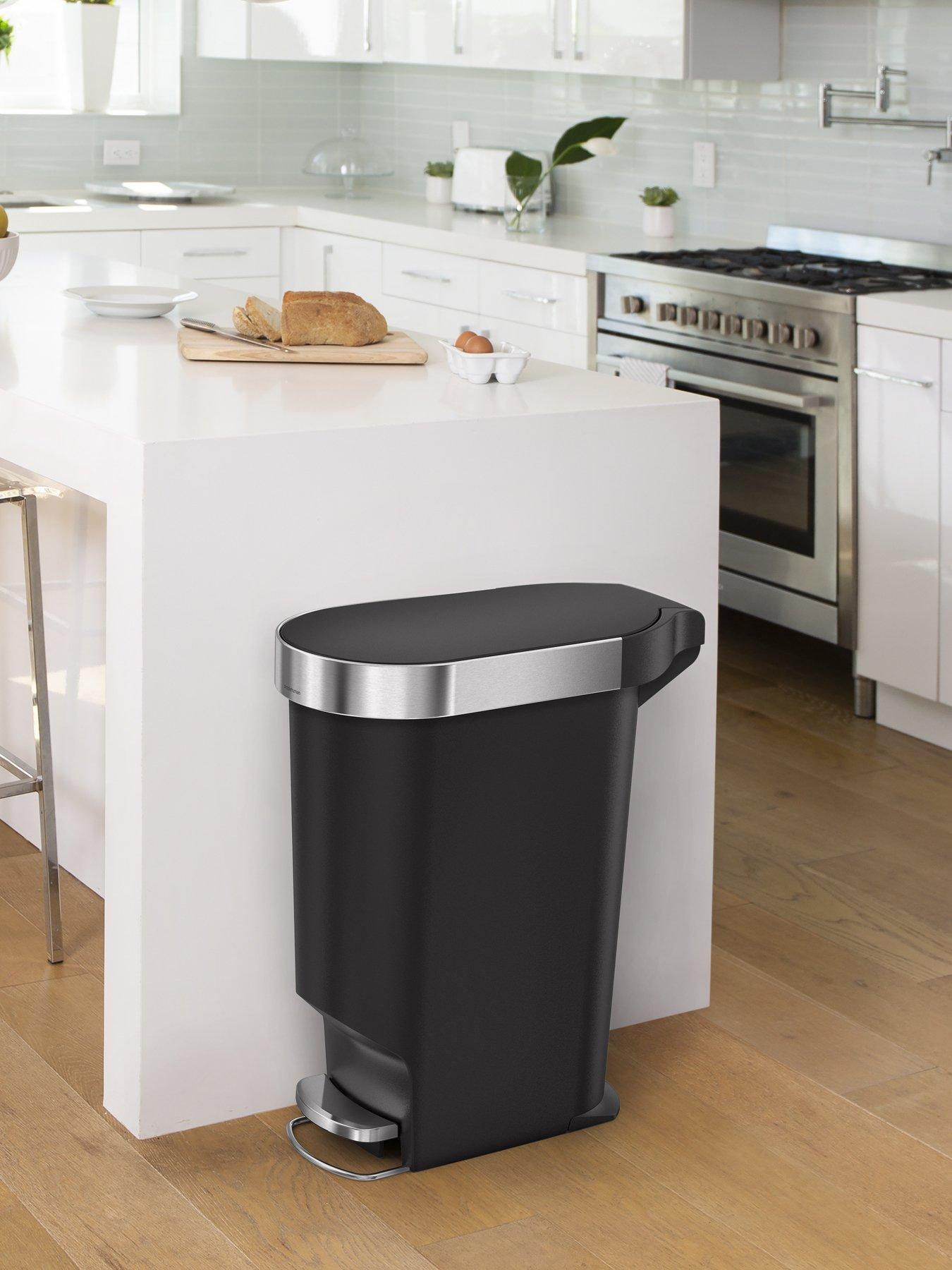Image 1 of 7 of Simplehuman 40L Plastic Slim Pedal Bin With Liner Rim, Black