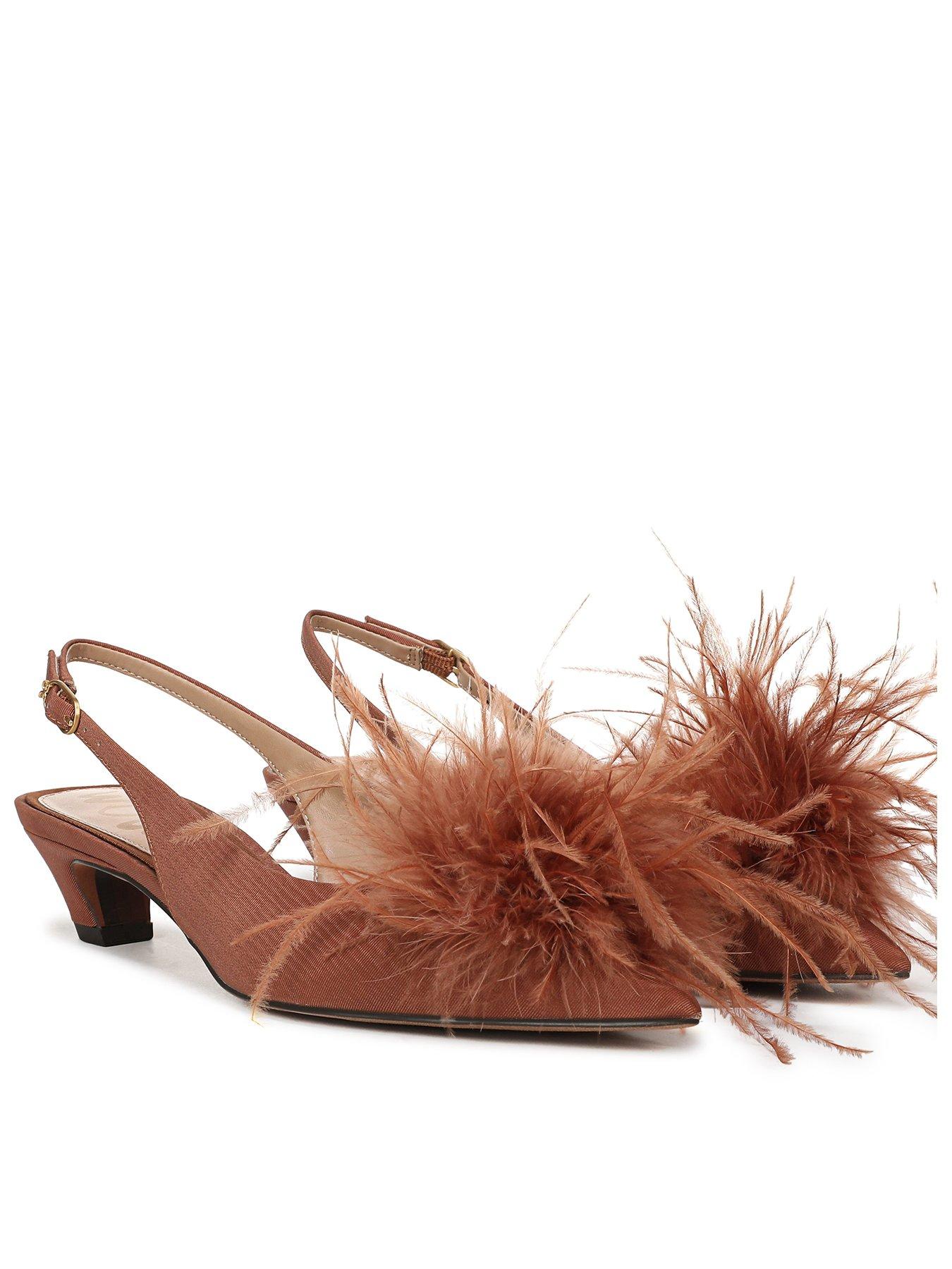 SAM EDELMAN Finch Feather Kitten Heel Pump - Bourbon