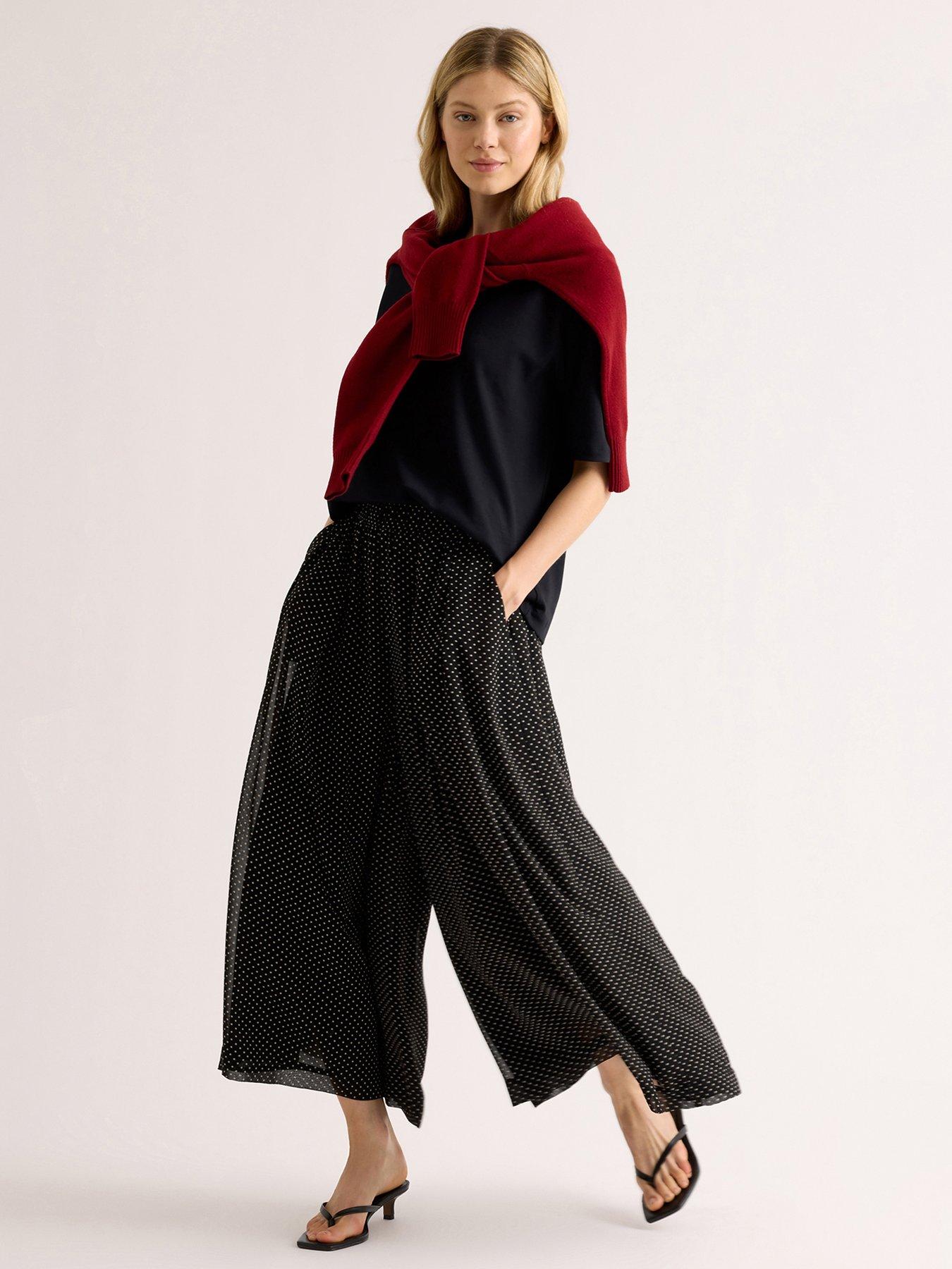 Albaray Lace Trim Chiffon Spot Cullotte