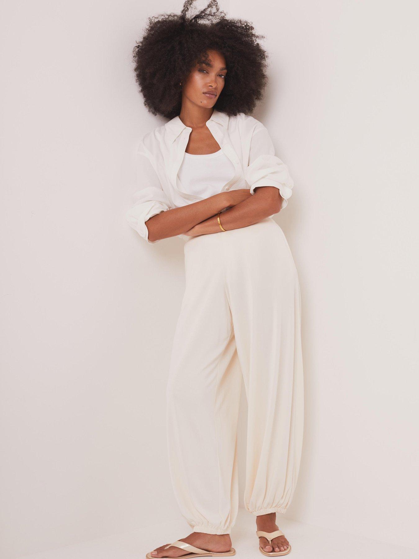 Mint Velvet Jersey Balloon Trousers - Cream