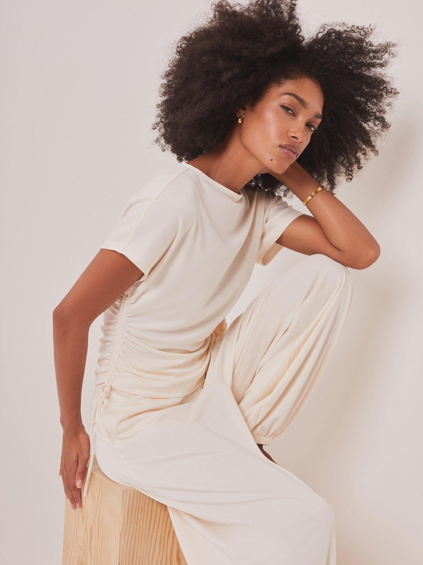 Mint Velvet Ivory Ruched Jersey Top - White
