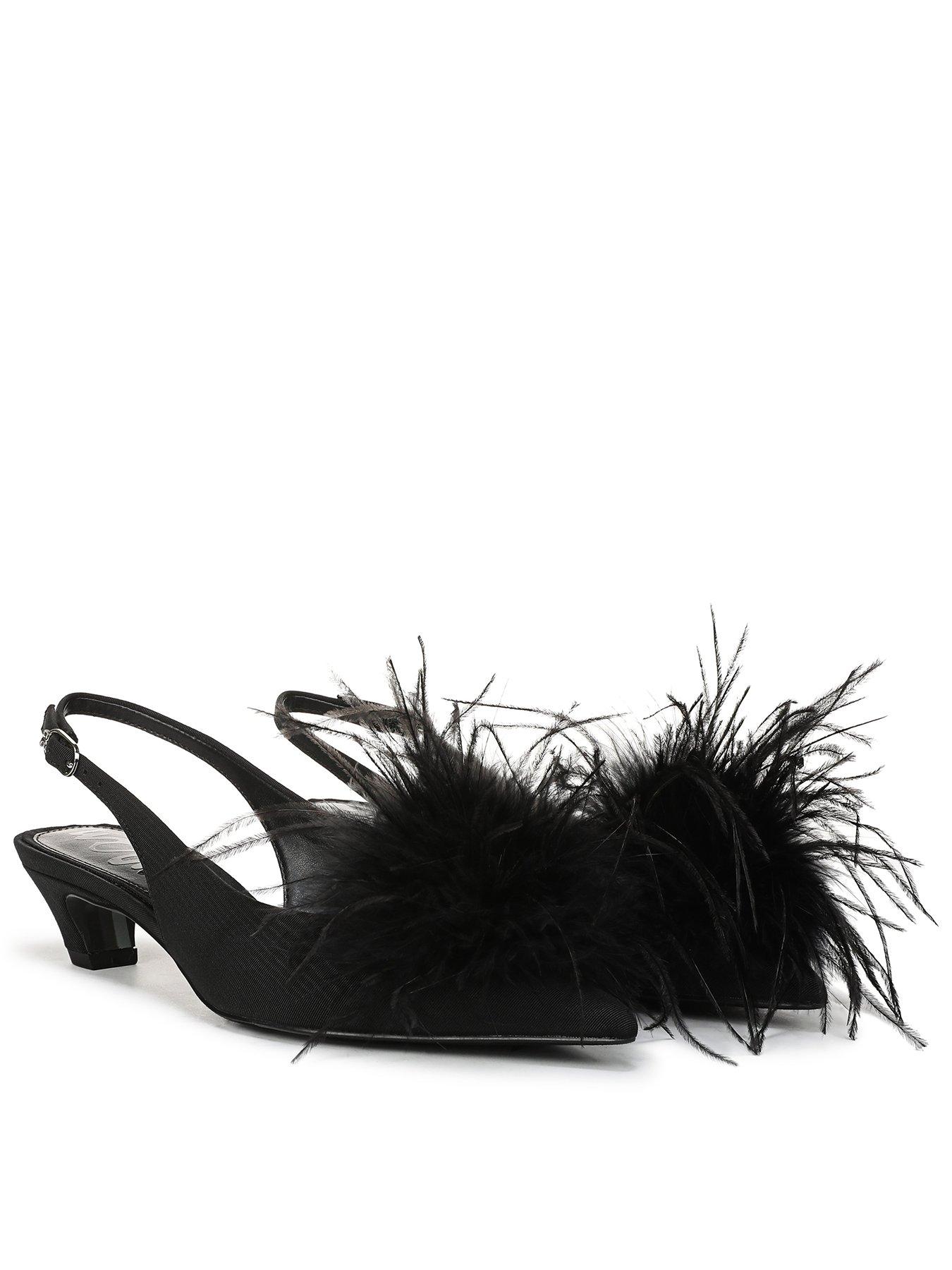 SAM EDELMAN Finch Feather Kitten Heel Pump - Black