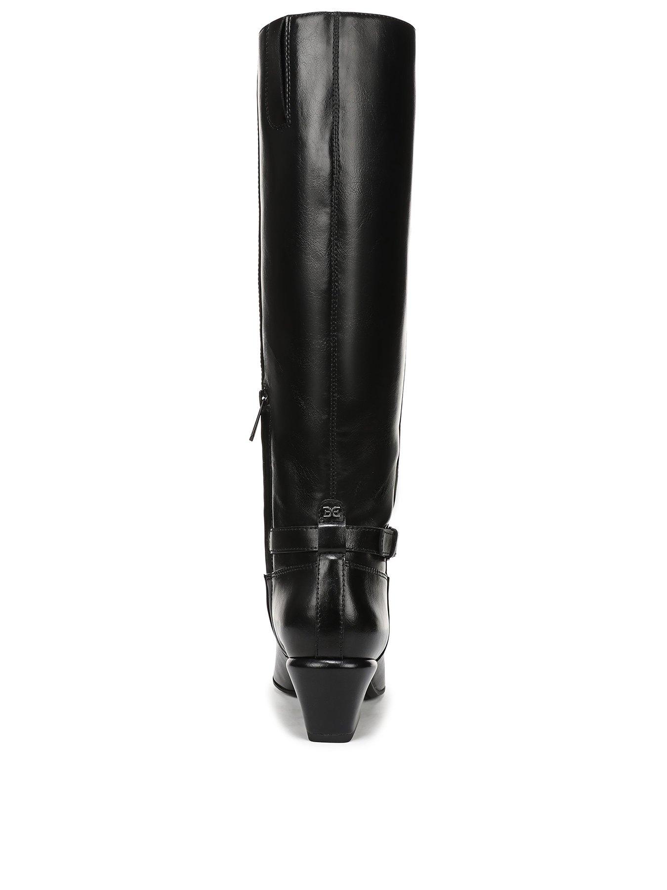 Image 3 of 6 of SAM EDELMAN Haisley Knee High Block Heel Cow Boy Boot - Black