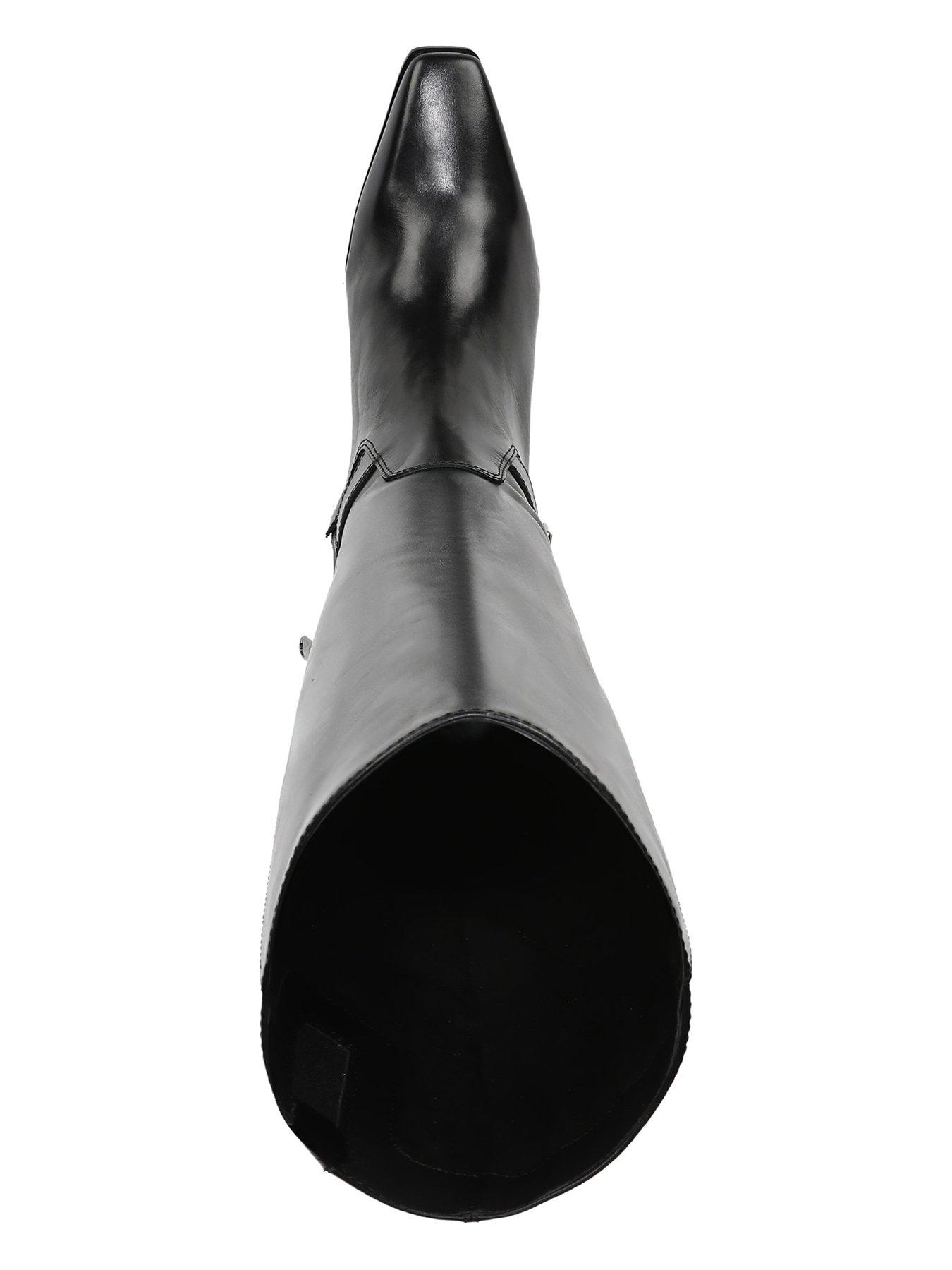 Image 4 of 6 of SAM EDELMAN Haisley Knee High Block Heel Cow Boy Boot - Black