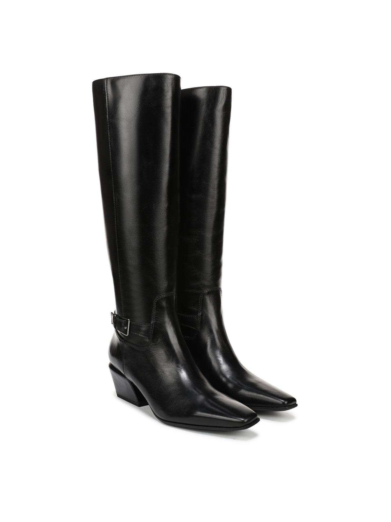 Image 6 of 6 of SAM EDELMAN Haisley Knee High Block Heel Cow Boy Boot - Black