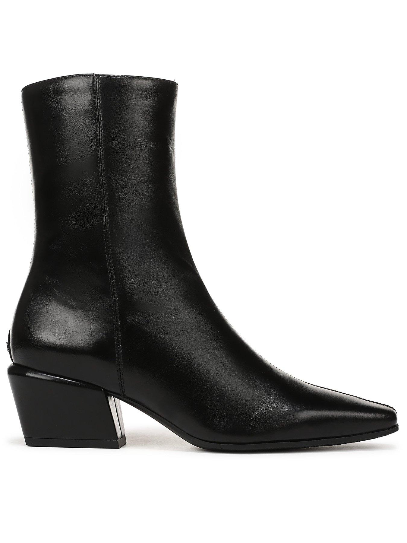 Image 1 of 6 of SAM EDELMAN Harmony Block Heel Ankle Cow Boy Boot - Black