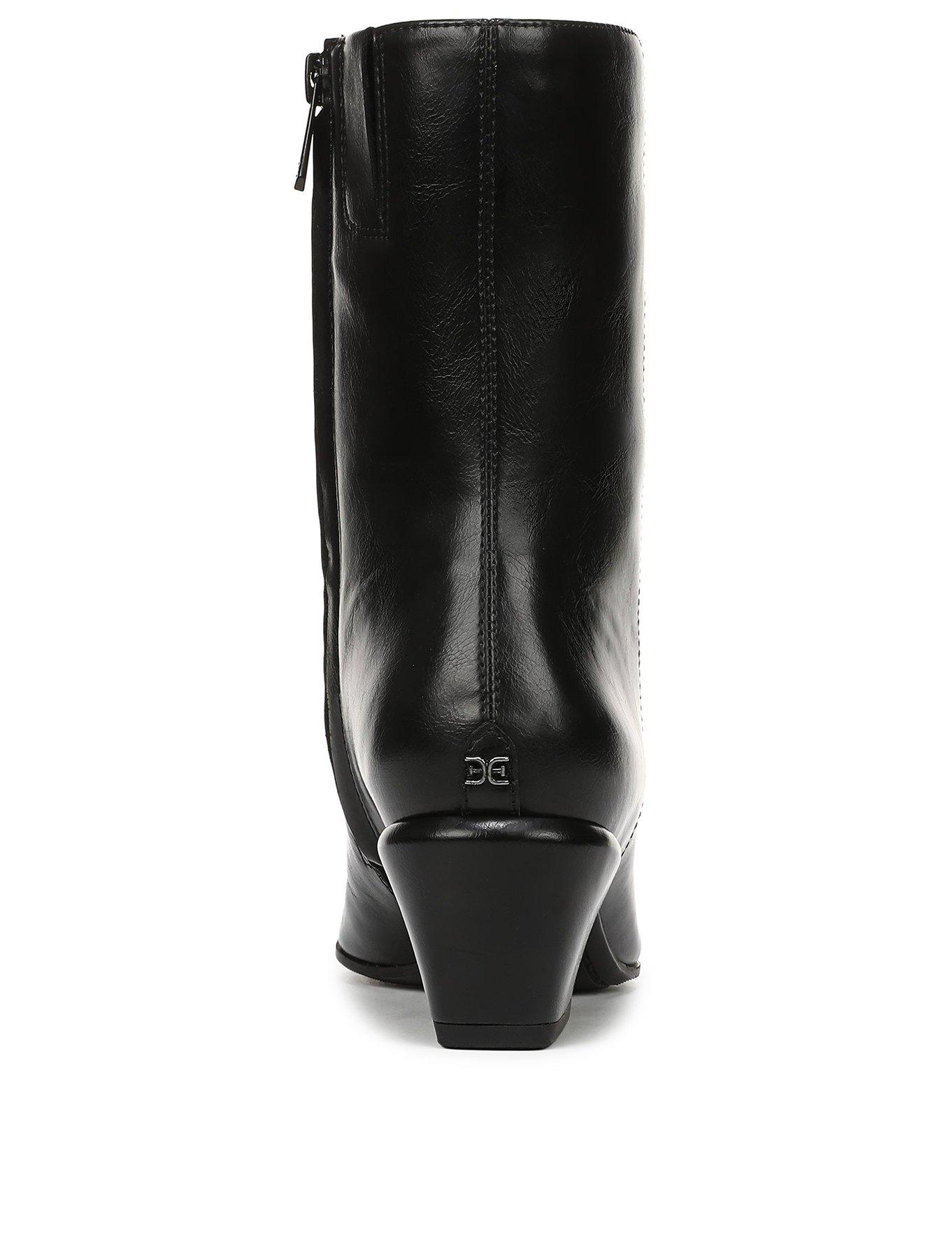 Image 3 of 6 of SAM EDELMAN Harmony Block Heel Ankle Cow Boy Boot - Black