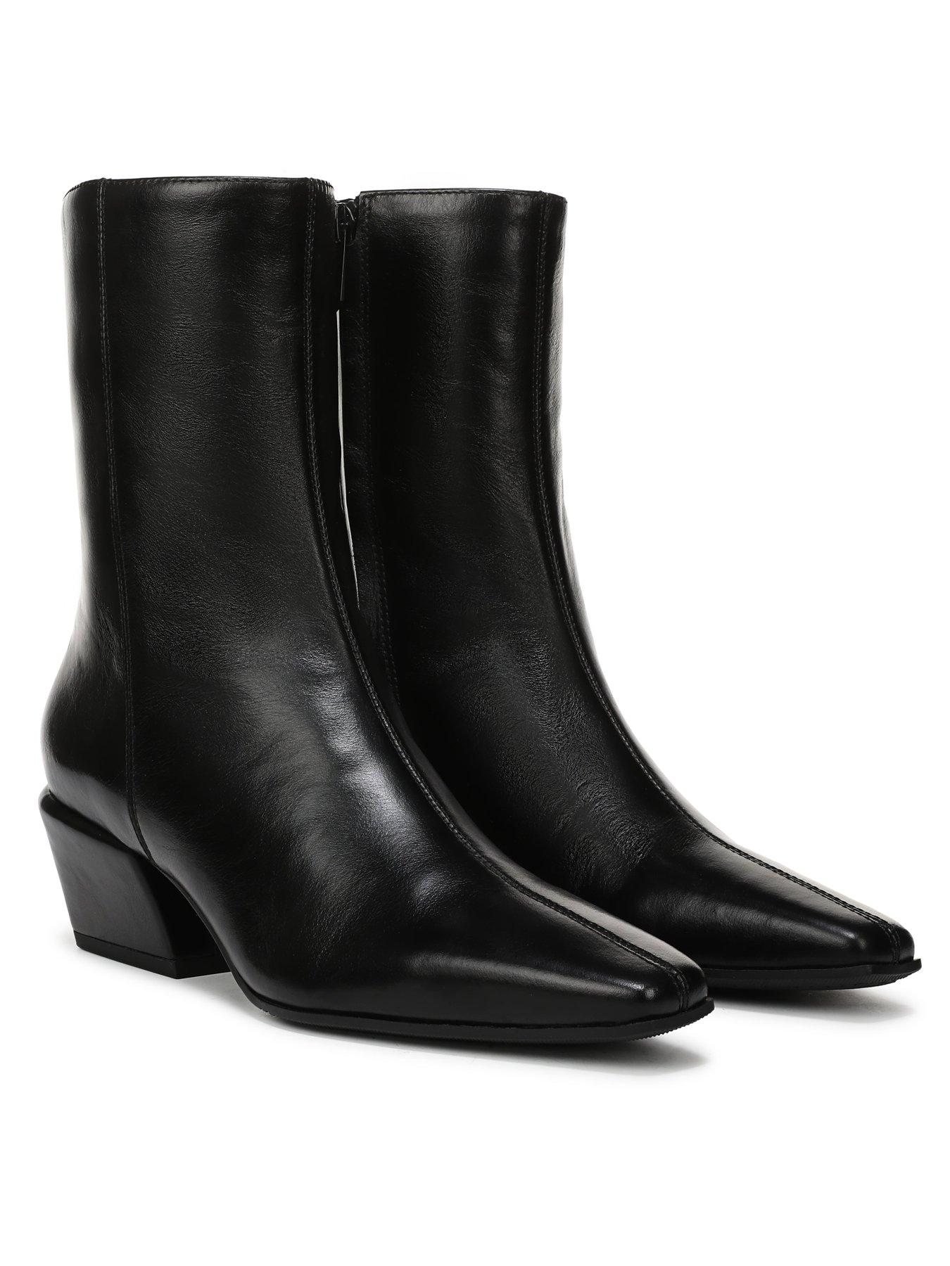 Image 6 of 6 of SAM EDELMAN Harmony Block Heel Ankle Cow Boy Boot - Black