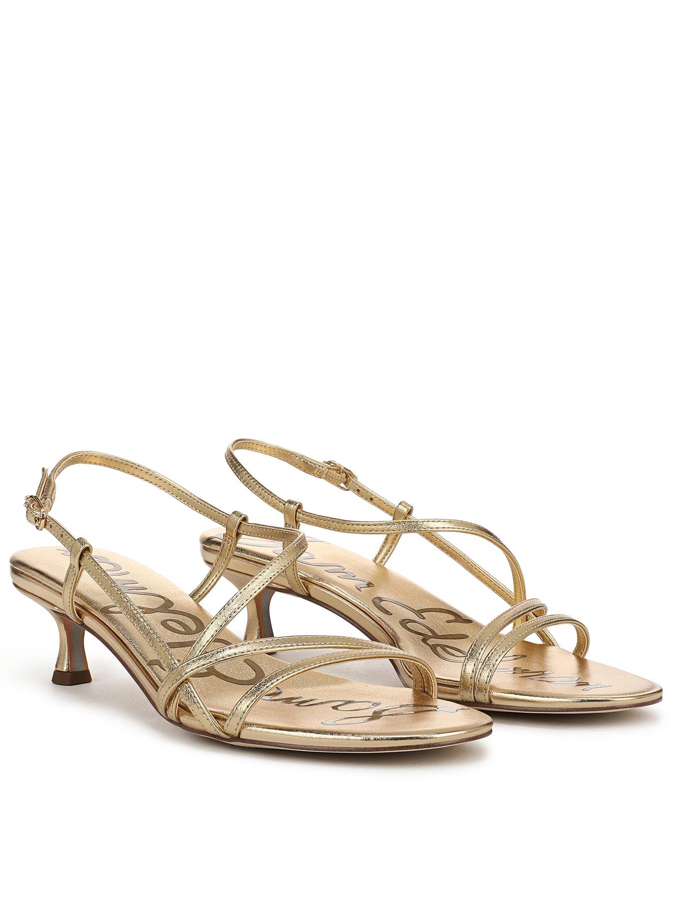 SAM EDELMAN Cora Kitten Heel Strappy Sandal - Gold