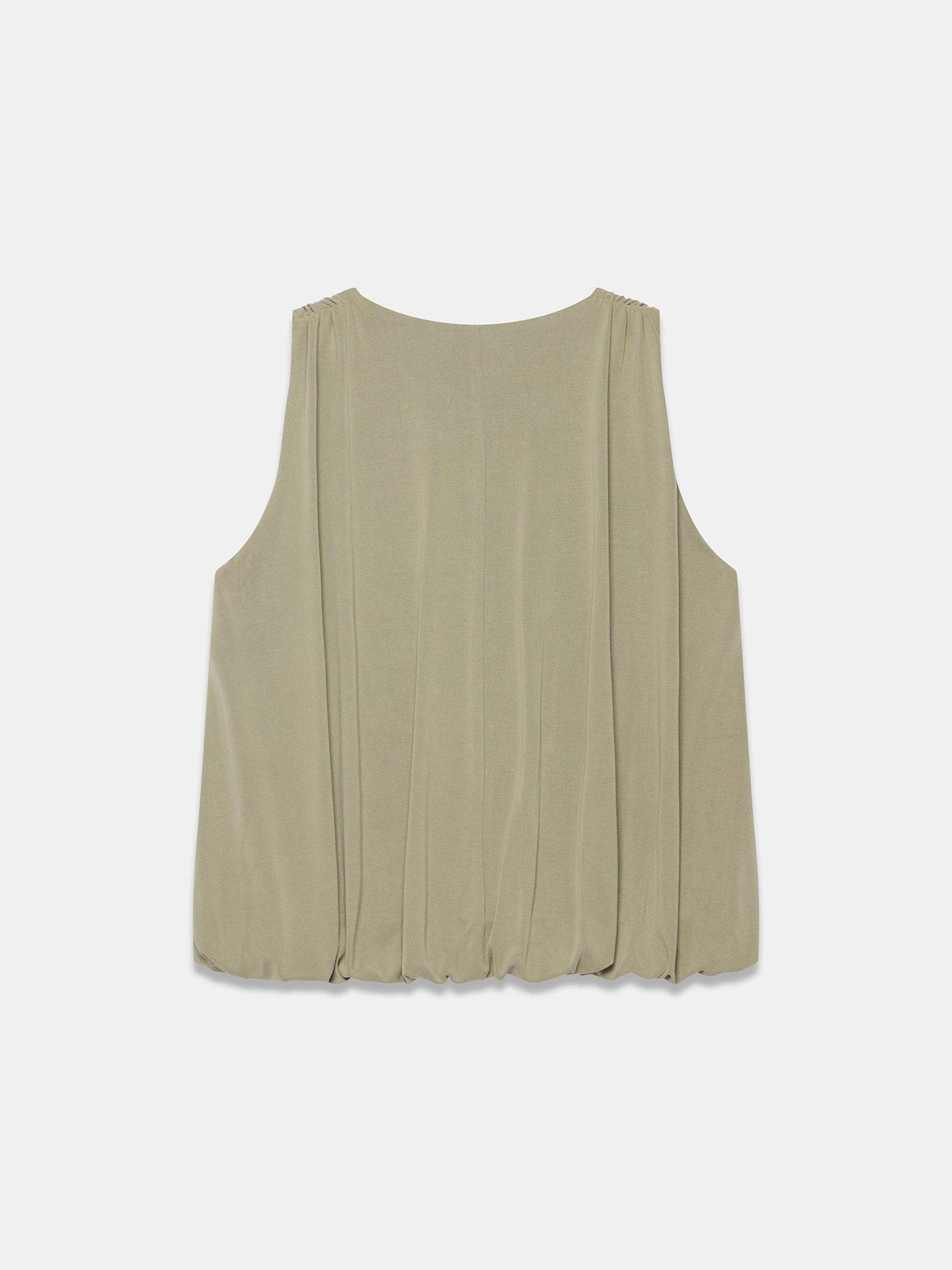Image 6 of 6 of Mint Velvet V Neck Bubble Hem Top - Green