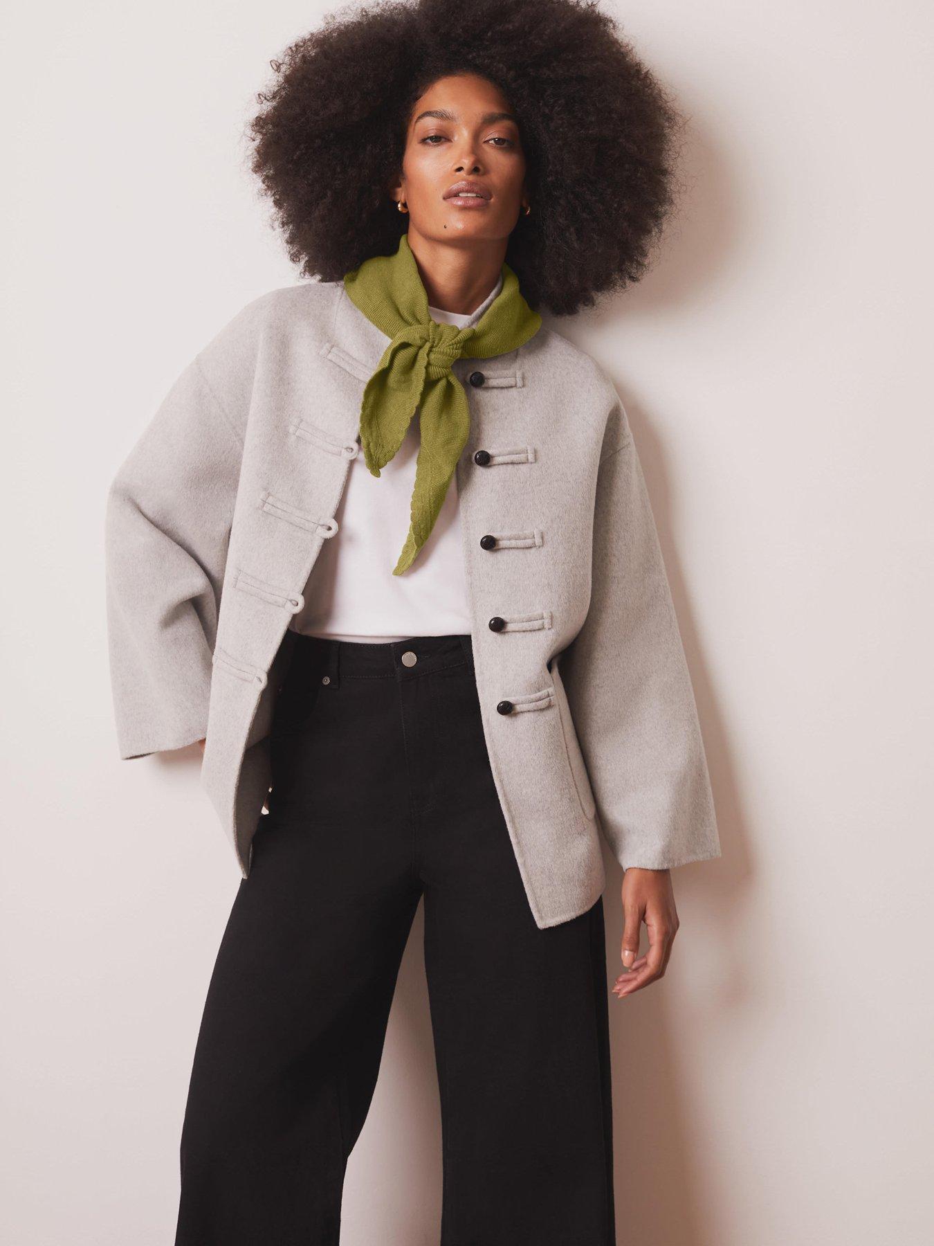 Mint Velvet Button Detail Coat - Grey