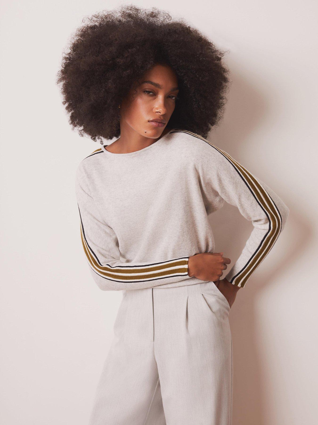 Mint Velvet Grey Stripe Batwing Jumper
